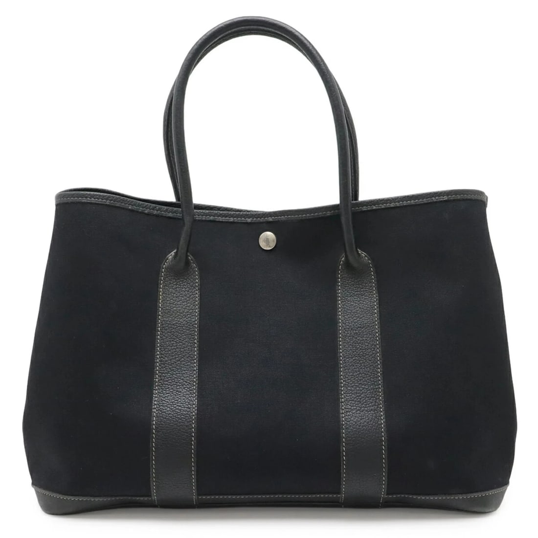 HERMES GARDEN PM TOTE BAG HANDBAG TOILE OFFICIER CANVAS LEATHER: HERMES Garden PM Tote Bag Handbag Toile Officier Canvas Leather Brand: Hermes Type/Style: Handbag, Tote bag Material: Toile officier , Leather Color: Black Size: (HxWxD) 25.5cm x 36cm x 17.5cm / 10.03