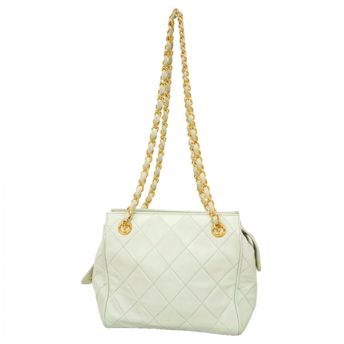 CHANEL MATELASSE CHAIN SHOULDER BAG, LAMBSKIN, PALE GREEN,: Chanel Matelasse Chain Shoulder Bag, Lambskin, Pale Green, Brand: Chanel Type/Style: Shoulder bag Material: Leather Color: Pale green Size: (HxWxD) 16.5cm x 18.5cm x 10cm / 6.49'' x 7.28'' x 3.93''