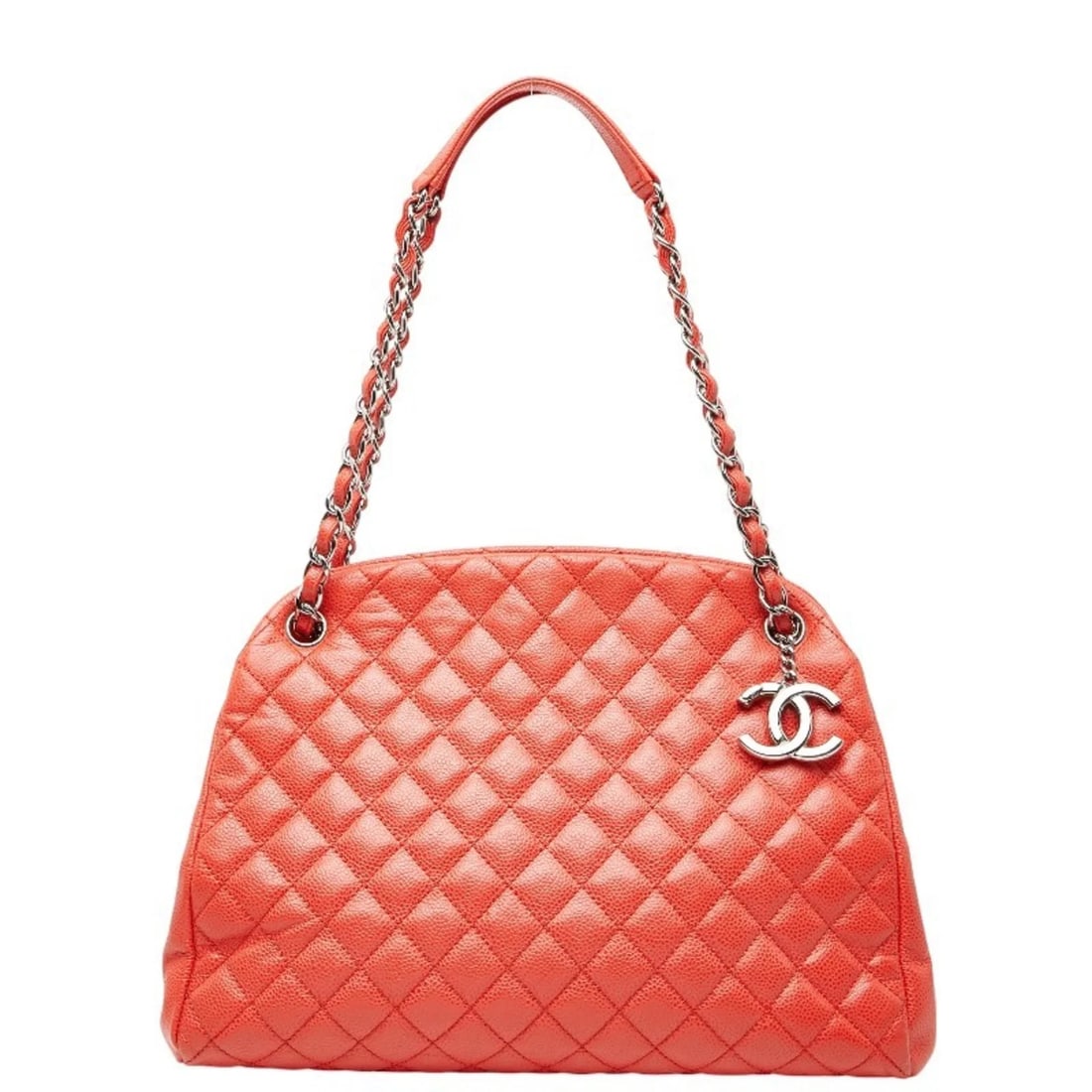 CHANEL MATELASSE COCO MARK CHAIN SHOULDER BAG IN ORANGE CAVIARSKIN: CHANEL Matelasse Coco Mark Chain Shoulder Bag in Orange CaviarSkin Brand: Chanel Type/Style: Shoulder bag Material: Grained Calfskin Color: Orange Size: (HxWxD) 20.5cm x 33.5cm x 14.5cm / 8.07'' x 13.