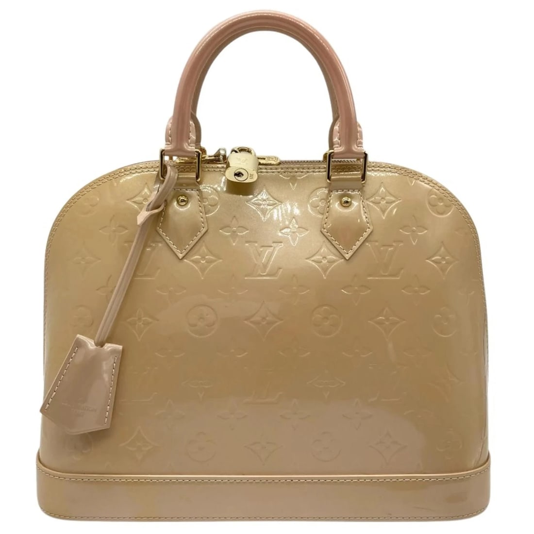 LOUIS VUITTON ALMA PM HANDBAG MONOGRAM VERNIS: Louis Vuitton Alma PM Handbag Monogram Vernis Brand: Louis Vuitton Type/Style: Handbag Material: Monogram Vernis Color: Gold Size: (HxWxD) 24cm x 31cm x 15cm / 9.44'' x 12.2'' x 5.9'' Accessories: