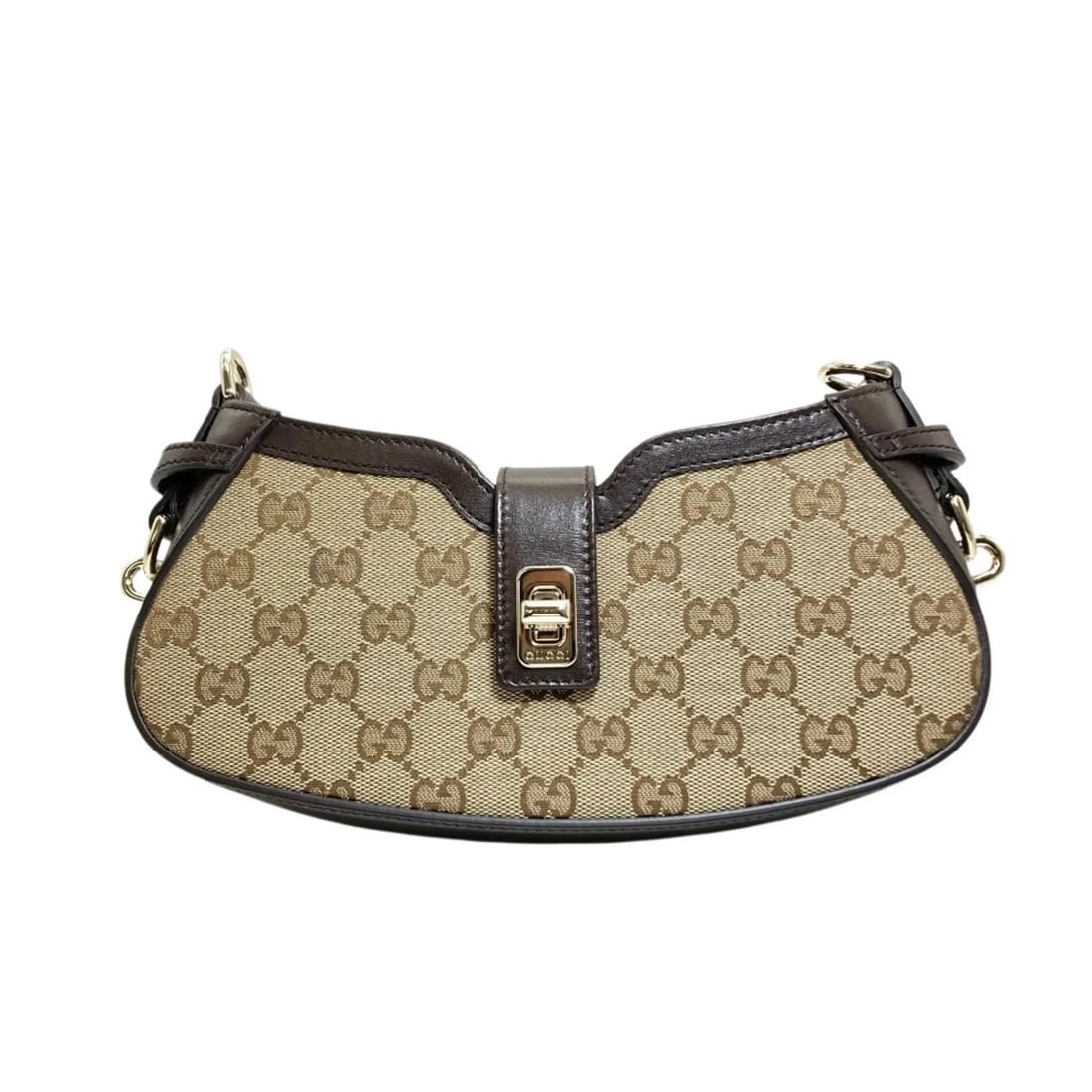 GUCCI MOONSIDE SHOULDER BAG IN GG CANVAS BEIGE, EBONY (1 of 4)