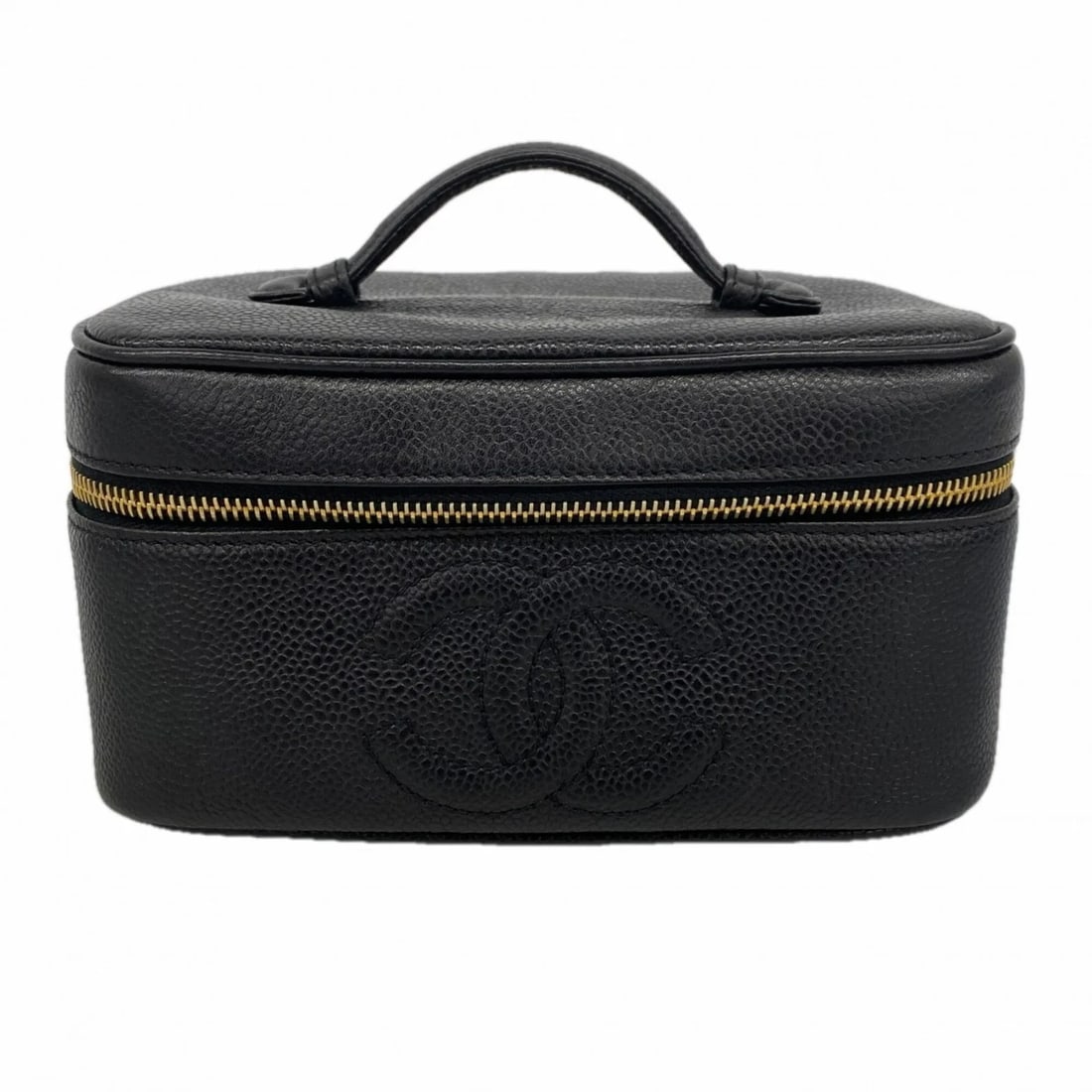CHANEL HANDBAG/VANITY BAG, CAVIARSKINLEATHER, BLACK,: Chanel handbag/vanity bag, CaviarSkinleather, black, Brand: Chanel Type/Style: Vanity bag Material: Grained Calfskin Color: Black Size: (HxWxD) 10cm x 19cm x 13.5cm / 3.93'' x 7.48'' x 5.31'' Acce