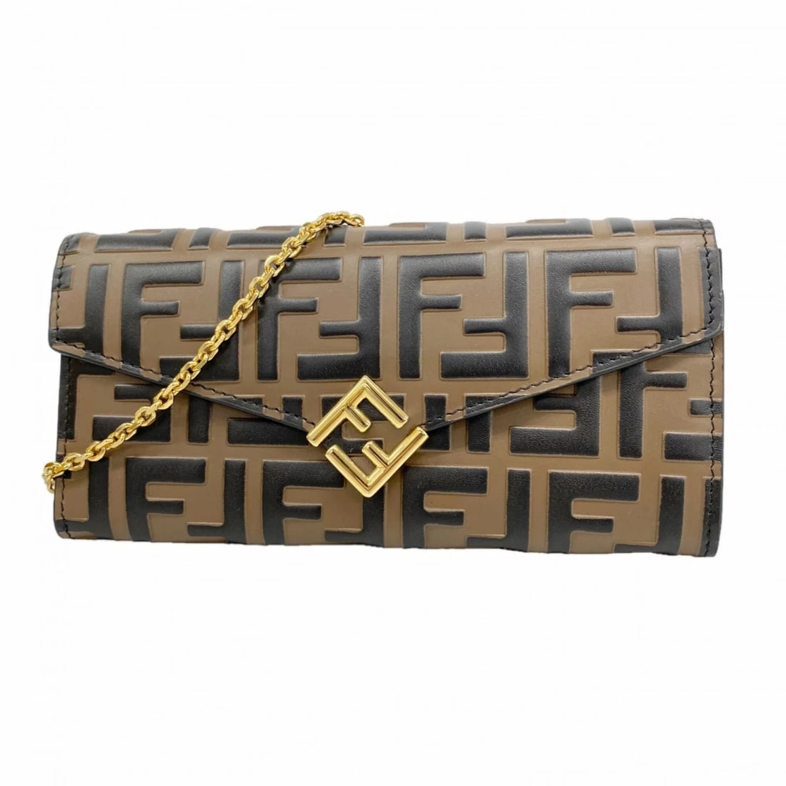FENDI WALLET/SHOULDER WALLET, LEATHER, BROWN/BLACK,: Fendi wallet/shoulder wallet, leather, brown/black, Brand: Fendi Type/Style: Chain/Shoulder wallet Material: Leather Color: Black, Brown Size: (HxWxD) 9.5cm x 19cm x 3cm / 3.74'' x 7.48'' x 1.18''