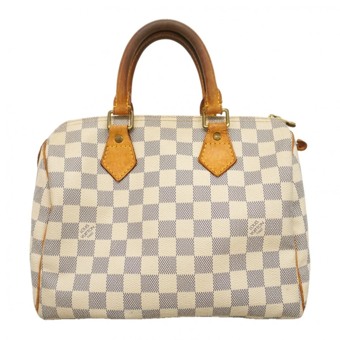 LOUIS VUITTON DAMIER AZUR SPEEDY 25 HANDBAG WHITE: Louis Vuitton Damier Azur Speedy 25 Handbag White Brand: Louis Vuitton Type/Style: Handbag Material: Leather Color: White Size: (HxWxD) 19cm x 24.5cm x 15cm / 7.48'' x 9.64'' x 5.9'' Accessories: