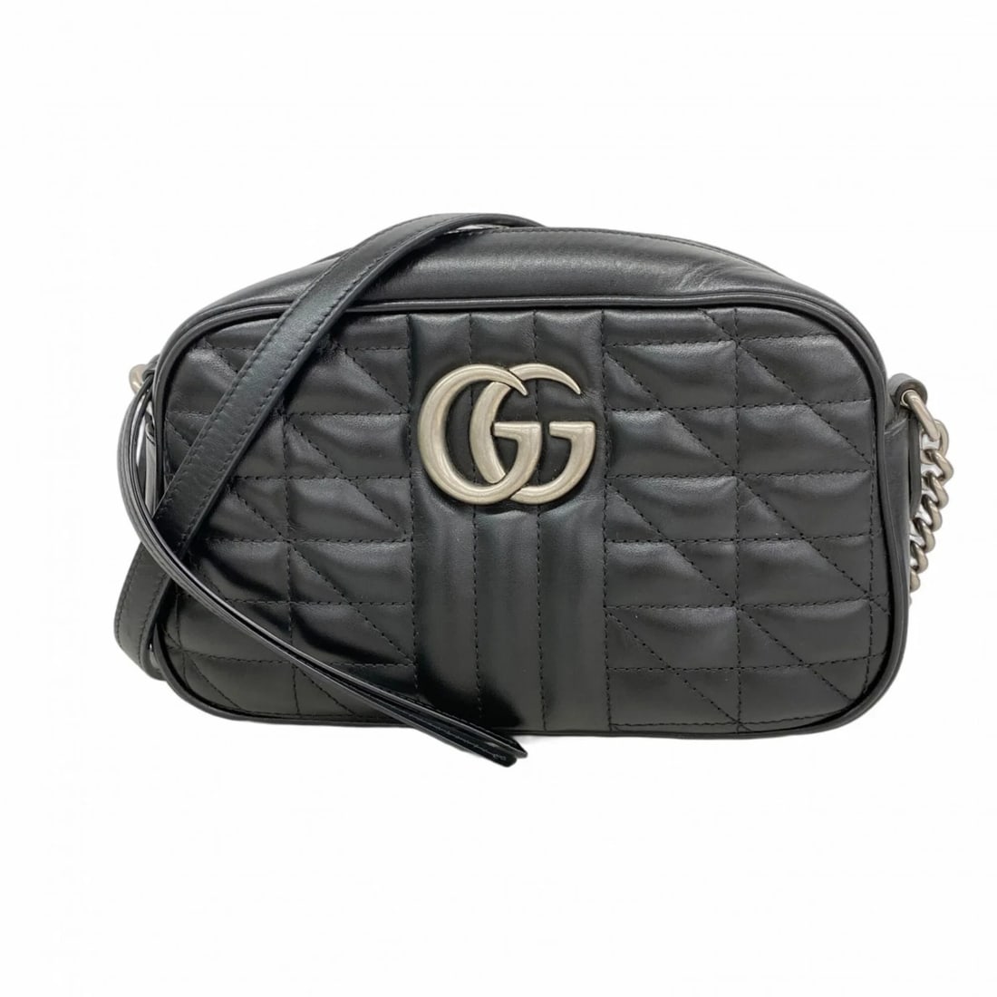 GUCCI GG MARMONT SHOULDER BAG LEATHER BLACK: Gucci GG Marmont Shoulder Bag Leather Black Brand: Gucci Type/Style: Shoulder bag Material: Leather Color: Black Size: (HxWxD) 14cm x 24cm x 6.5cm / 5.51'' x 9.44'' x 2.55'' Accessories: None