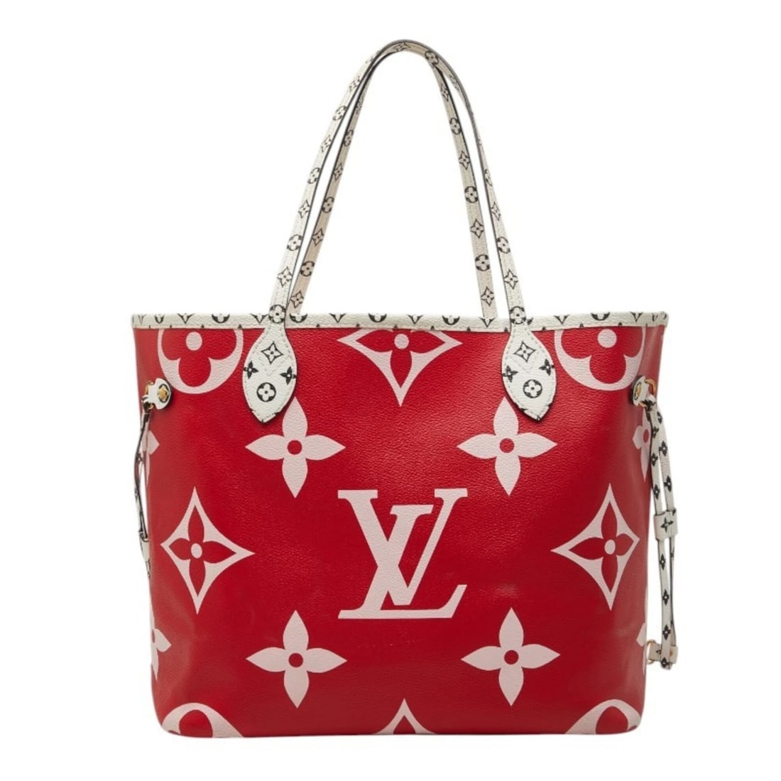 LOUIS VUITTON MONOGRAM GIANT NEVERFULL MM TOTE BAG SHOULDER: Louis Vuitton Monogram Giant Neverfull MM Tote Bag Shoulder Brand: Louis Vuitton Type/Style: Shoulder bag, Tote bag Material: PVC , Leather Color: Multi-color, Red color, Rouge Size: (HxWxD) 27.5cm x 
