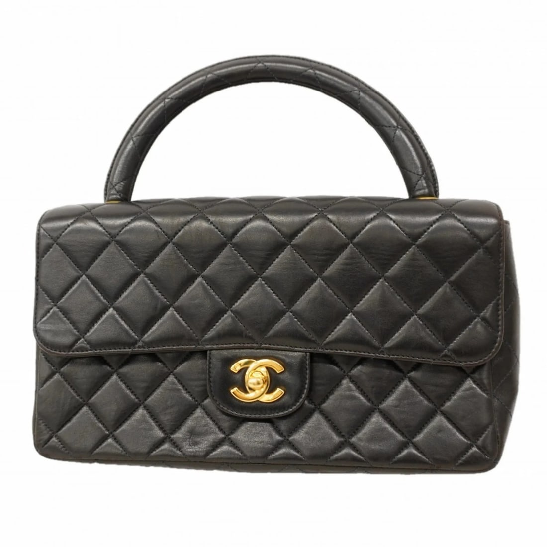 CHANEL MATELASSE LAMBSKIN HANDBAG, BLACK: Chanel Matelasse Lambskin Handbag, Black Brand: Chanel Type/Style: Handbag Material: Leather Color: Black Size: (HxWxD) 15cm x 25.5cm x 7cm / 5.9'' x 10.03'' x 2.75'' Accessories: None Acc