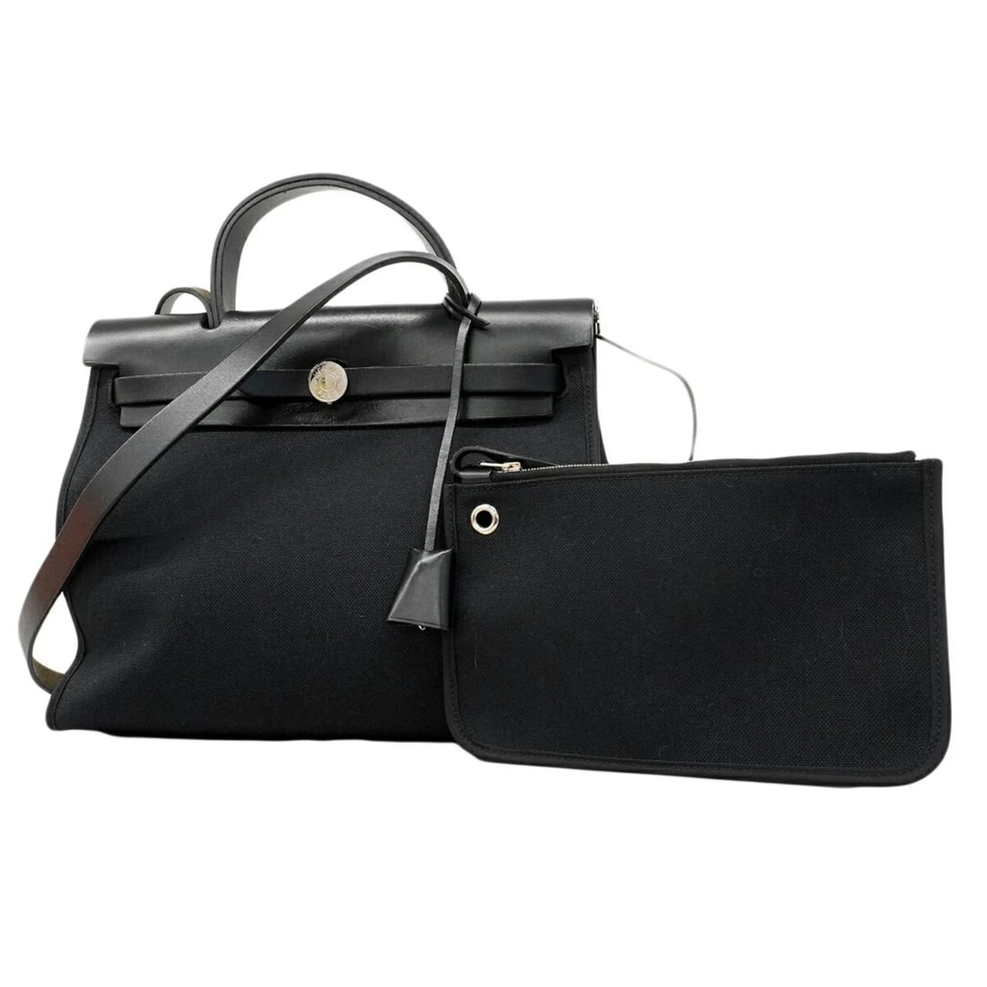 HERMES HERBAG ZIP PM TOILE OFFICIER HANDBAG, BLACK, A STAMP, 2-WAY: Hermes Herbag Zip PM Toile Officier Handbag, Black, A Stamp, 2-way Brand: Hermes Type/Style: Handbag Material: Toile officier Color: Black Size: (HxWxD) 26cm x 31.5cm x 10.5cm / 10.23'' x 12.4'' x 4.1