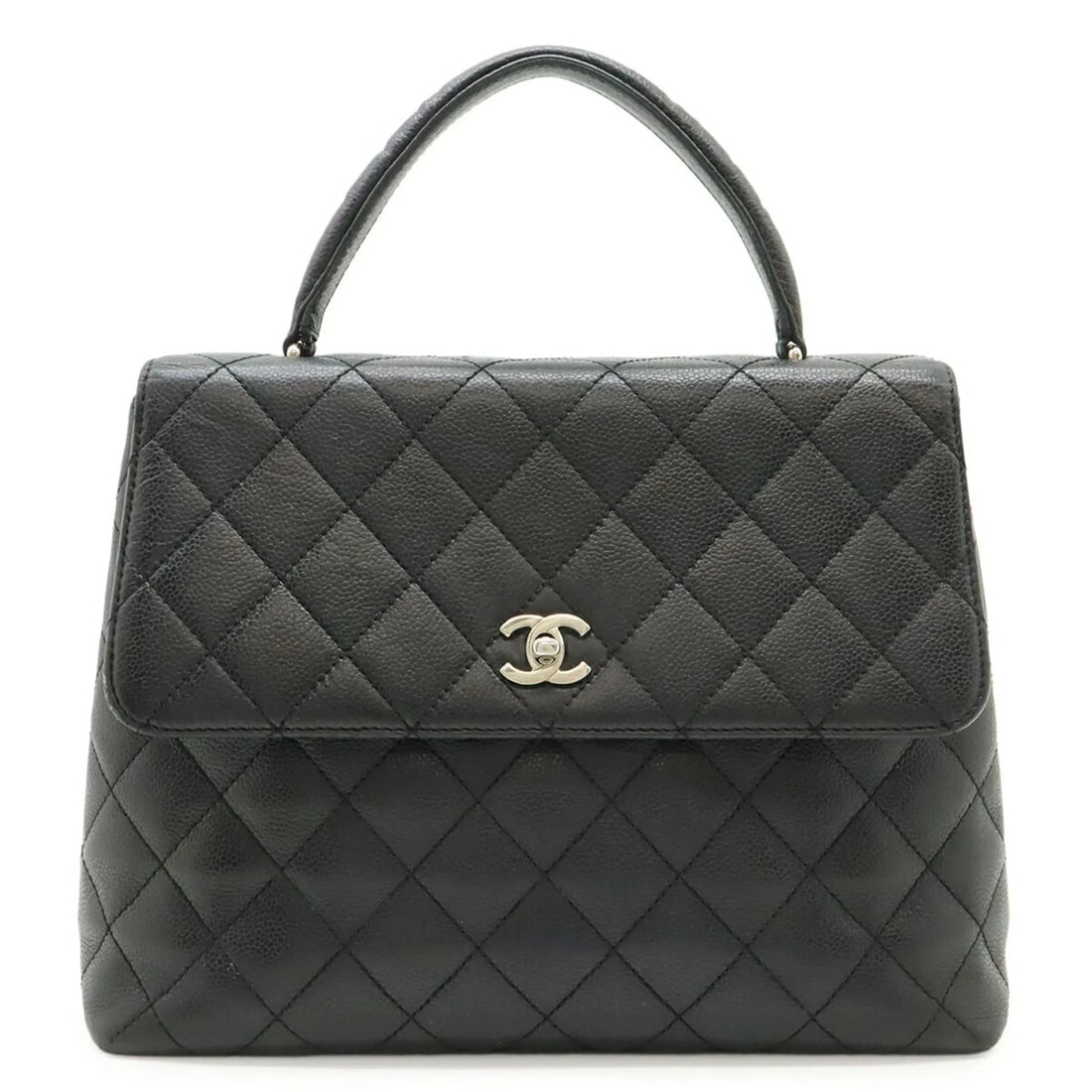 CHANEL MATELASSE COCO MARK HANDBAG FLAP BAG CAVIARSKINLEATHER BLACK: CHANEL Matelasse Coco Mark Handbag Flap Bag CaviarSkinLeather Black Brand: Chanel Type/Style: Handbag Material: Grained Calfskin Color: Black Size: (HxWxD) 23cm x 29.5cm x 11.5cm / 9.05'' x 11.61'' x 