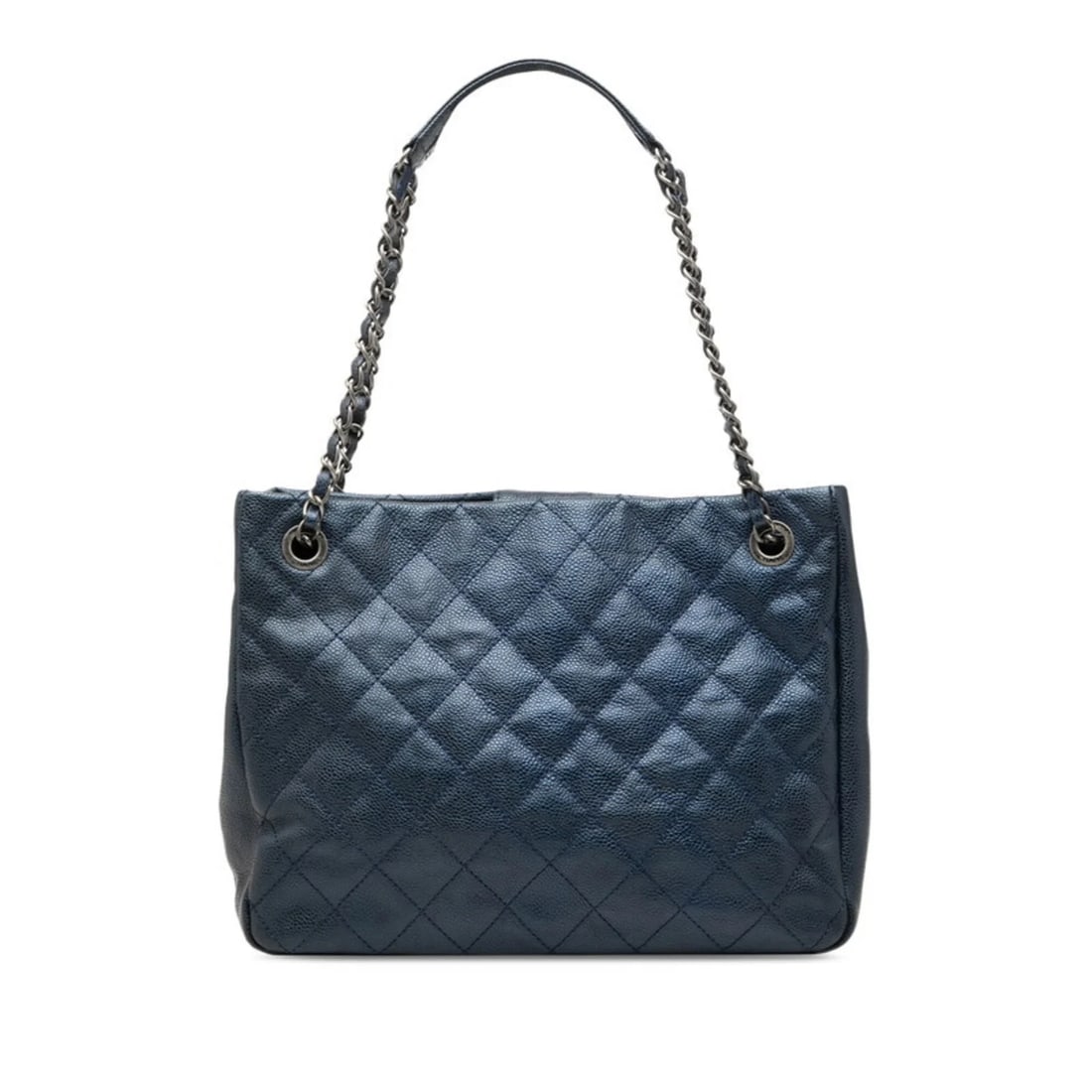 CHANEL MATELASSE TOTE BAG, BLUE CAVIARSKINLEATHER,: Chanel Matelasse Tote Bag, Blue CaviarSkinLeather, Brand: Chanel Type/Style: Tote bag Material: Grained Calfskin Color: Blue Size: (HxWxD) 21cm x 28.5cm x 9cm / 8.26'' x 11.22'' x 3.54'' Accessori