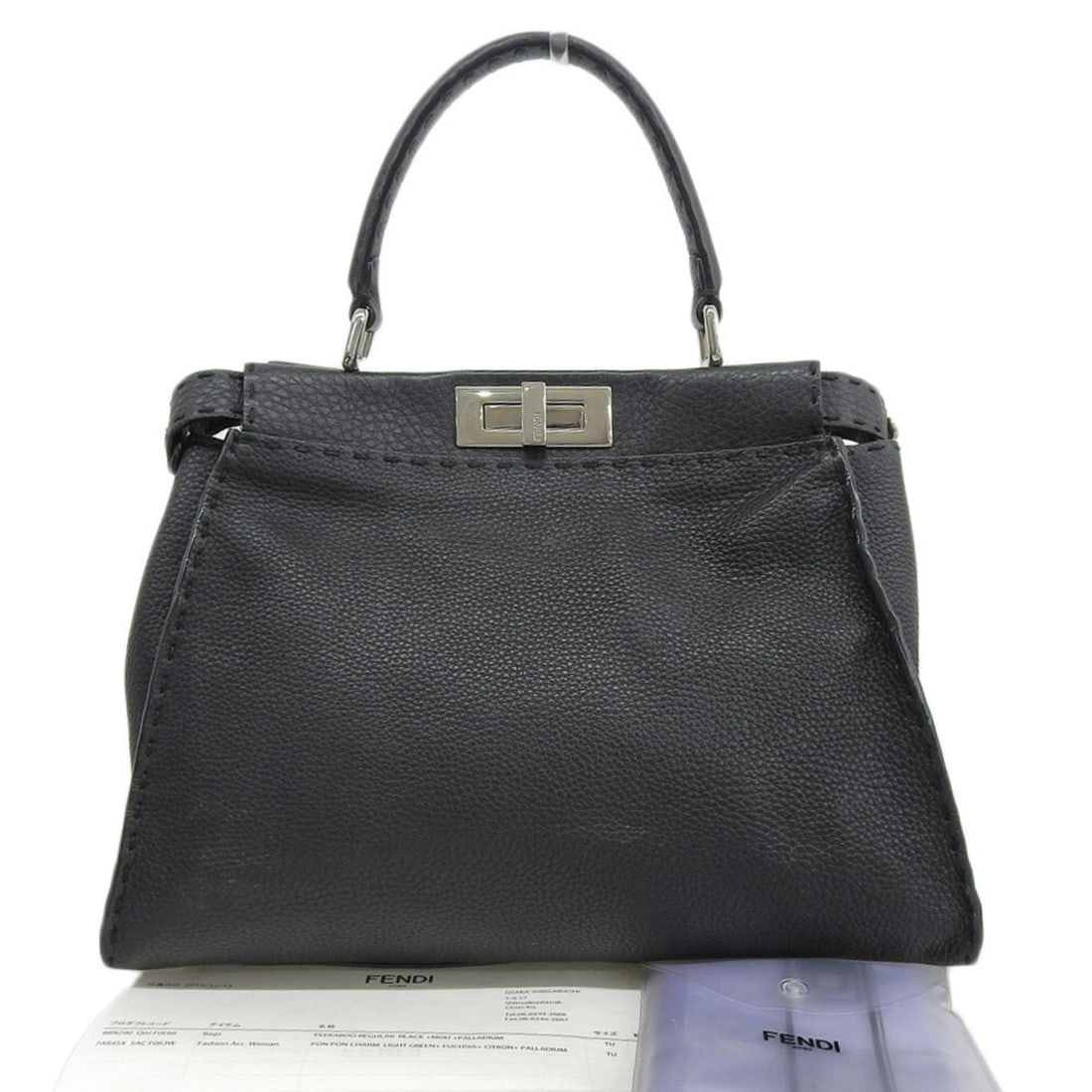 FENDI PEEKABOO MEDIUM SELLERIA HANDBAG LEATHER BLACK: Fendi Peekaboo Medium Selleria Handbag Leather Black Brand: Fendi Type/Style: Handbag Material: Leather Color: Black Size: (HxWxD) 26cm x 34cm x 13.5cm / 10.23'' x 13.38'' x 5.31'' Accessories: None