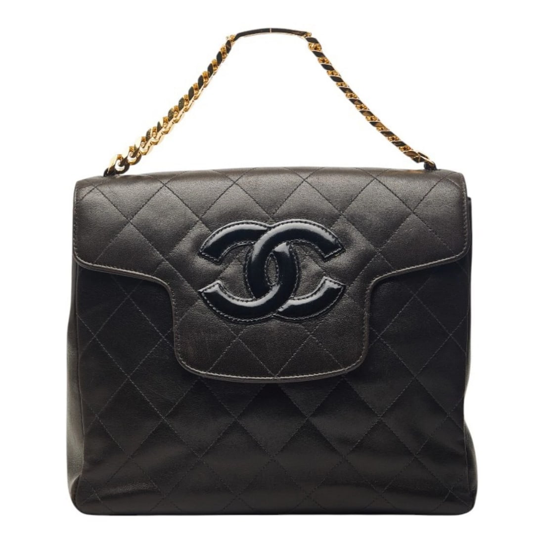 CHANEL MATELASSE COCO MARK CHAIN HANDBAG, BLACK LAMBSKIN,: Chanel Matelasse Coco Mark Chain Handbag, Black Lambskin, Brand: Chanel Type/Style: Handbag Material: Leather Color: Black Size: (HxWxD) 21cm x 24cm x 7cm / 8.26'' x 9.44'' x 2.75'' Accessories: N