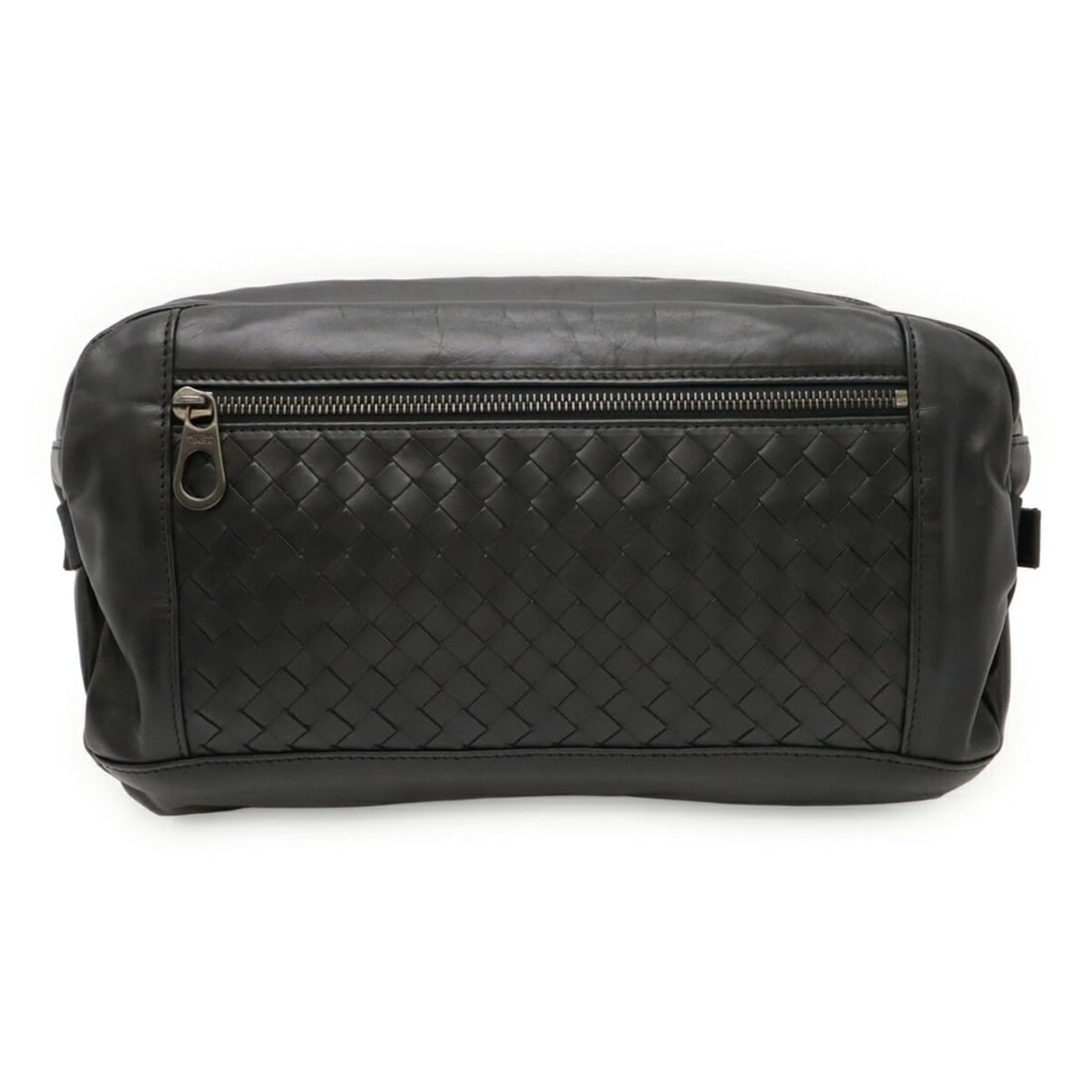 BOTTEGA VENETA INTRECCIATO LEATHER BODY BAG/WAIST BAG IN BLACK: BOTTEGA VENETA Intrecciato Leather Body Bag/Waist Bag in Black Brand: Bottega Veneta Type/Style: Sling bag Material: Leather Color: Black Size: (HxWxD) 17cm x 29cm x 8.5cm / 6.69'' x 11.41'' x 3.34'' 