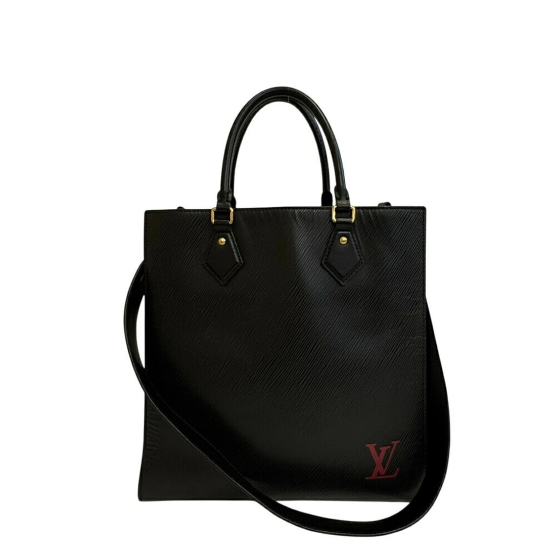 LOUIS VUITTON SAC PLAT PM TOTE BAG, 2-WAY EPI LEATHER HANDBAG: LOUIS VUITTON Sac Plat PM Tote Bag, 2-Way Epi Leather Handbag Brand: Louis Vuitton Type/Style: Handbag, Tote bag Material: Leather Color: Black Size: (HxWxD) 30.5cm x 30.5cm / 12'' x 12'' Accessor