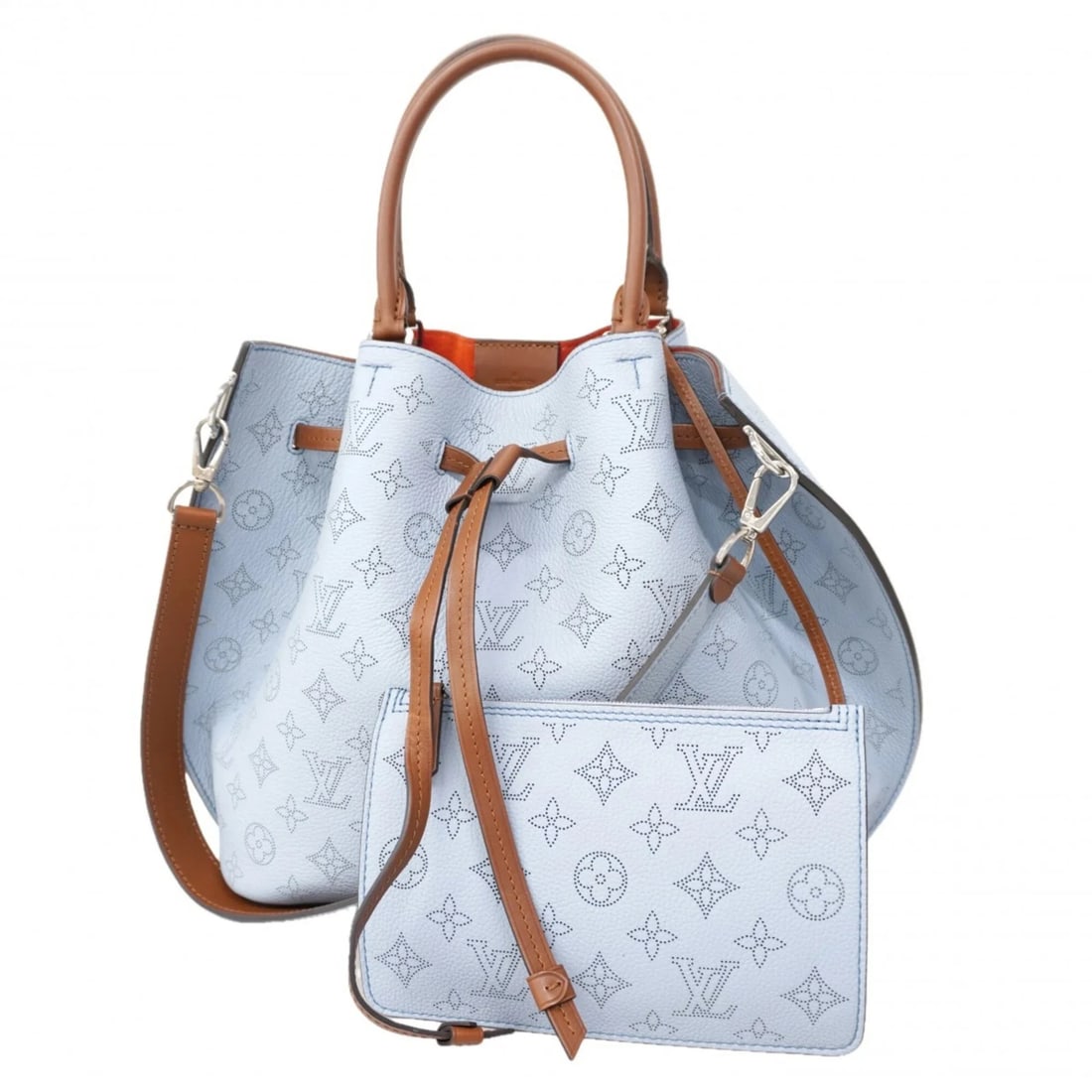LOUIS VUITTON MAHINA GIROLATA HANDBAG BLUE HORIZON 2-WAY: Louis Vuitton Mahina Girolata Handbag Blue Horizon 2-way Brand: Louis Vuitton Type/Style: Handbag Material: None Color: Blue Size: (HxWxD) 28cm x 30cm x 12cm / 11.02'' x 11.81'' x 4.72'' Accessori