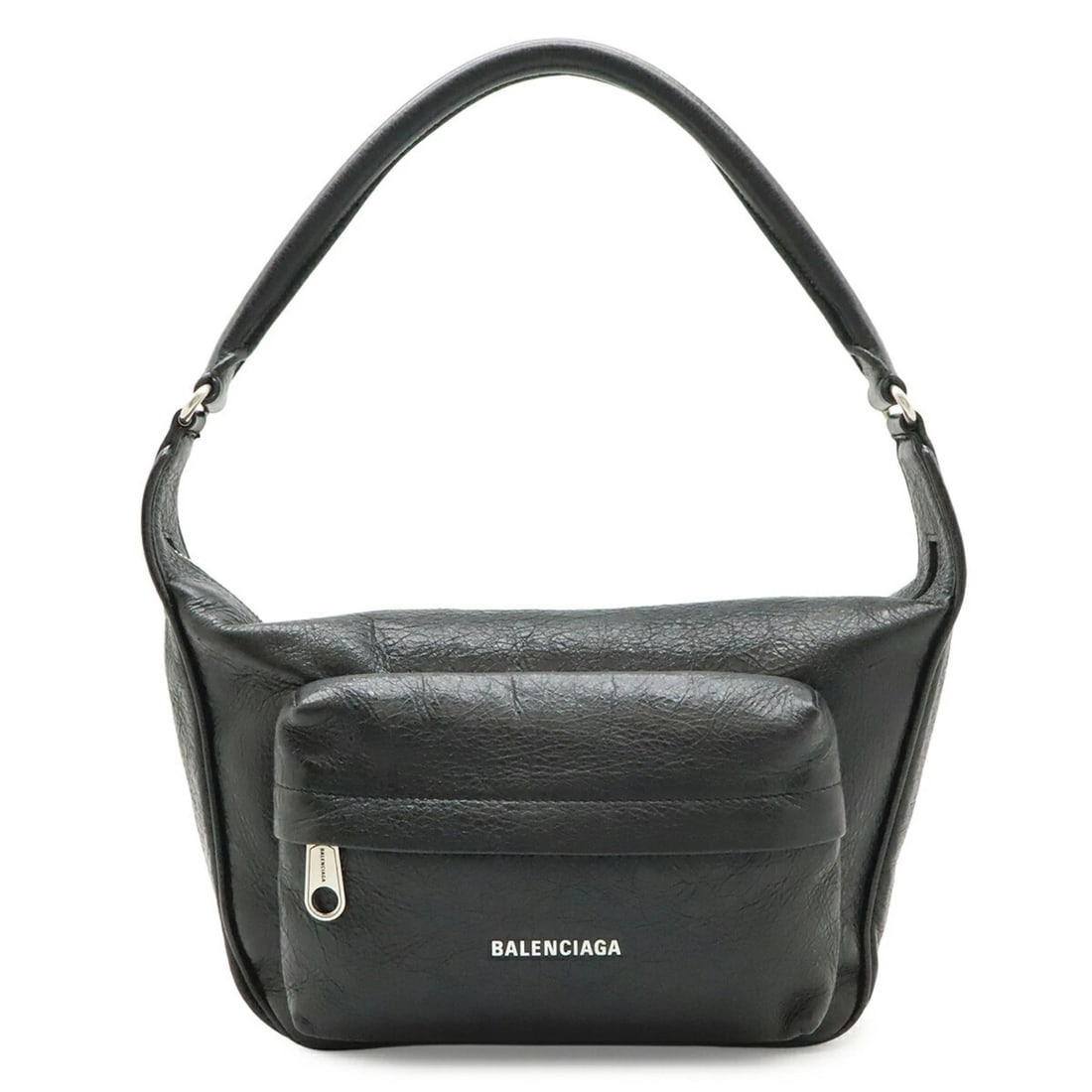 BALENCIAGA RAVER MEDIU PRINTED SHOULDER BAG, LEATHER, BLACK (1 of 4)