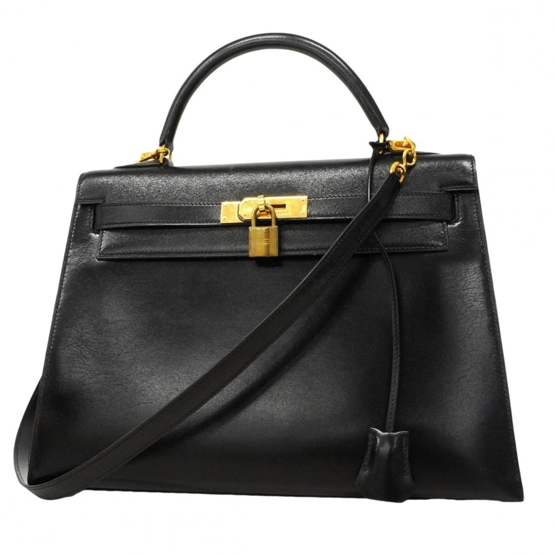 HERMES KELLY 32 HANDBAG, BOX CALF LEATHER, BLACK: Hermes Kelly 32 Handbag, Box Calf Leather, Black Brand: Hermes Type/Style: Handbag Material: Box Calf Leather Color: Black Size: (HxWxD) 22.5cm x 32.5cm x 12cm / 8.85'' x 12.79'' x 4.72'' Accessor