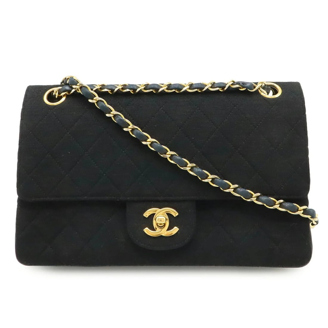 CHANEL MATELASSE COCO MARK CHAIN SHOULDER BAG, COTTON JERSEY LEATHER: CHANEL Matelasse Coco Mark Chain Shoulder Bag, Cotton Jersey Leather Brand: Chanel Type/Style: Shoulder bag Material: Cotton , Jacquard , Leather Color: Black Size: (HxWxD)17cm x 25.5cm x 6cm / 6.69''