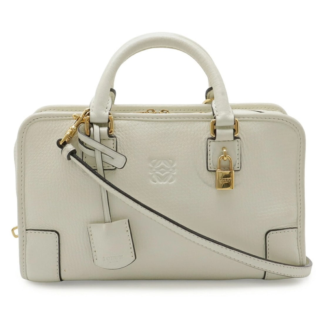 LOEWE AMAZONA 23 ANAGRAM HANDBAG SHOULDER BAG LEATHER IVORY WHITE: LOEWE Amazona 23 Anagram Handbag Shoulder Bag Leather Ivory White Brand: Loewe Type/Style: Handbag, Shoulder bag Material: Leather Color: Ivory Size: (HxWxD)14.5cm x 23.5cm x 9cm / 5.7'' x 9.25'' x 3.