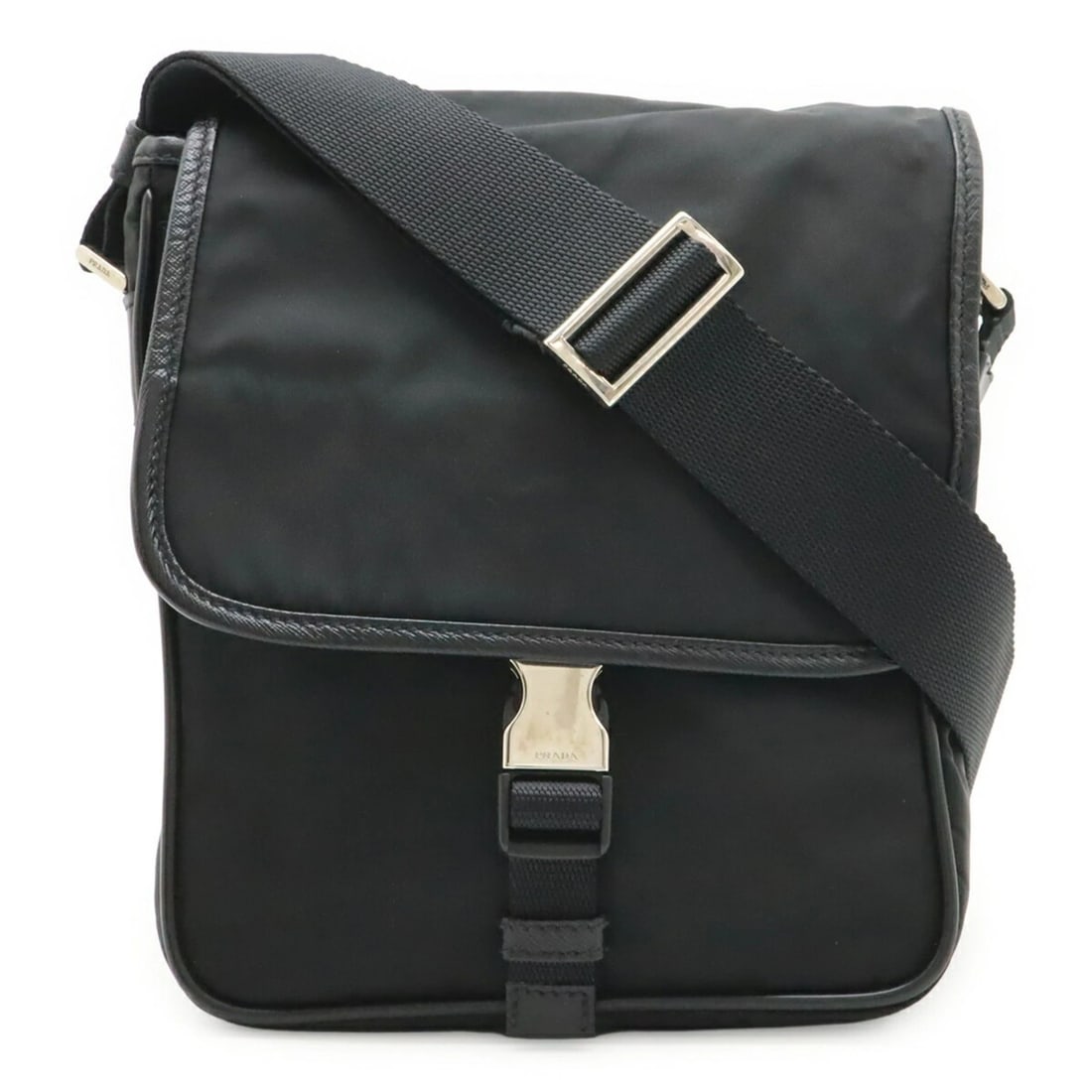 PRADA SHOULDER BAG POCHETTE NYLON LEATHER NERO BLACK: PRADA Shoulder Bag Pochette Nylon Leather NERO Black Brand: Prada Type/Style: Pochette, Shoulder bag Material: Nylon,Leather Color: Black,Nero Size: (HxWxD)23cm x 19cm x 8cm / 9.05'' x 7.48'' x 3.14''