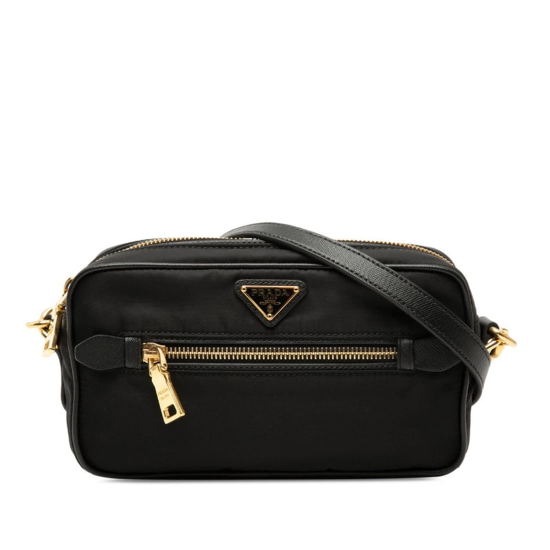 PRADA TRIANGLE LOGO PLATE CROSSBODY SHOULDER BAG BLACK NYLON: Prada Triangle Logo Plate Crossbody Shoulder Bag Black Nylon Brand: Prada Type/Style: Shoulder bag Material: Nylon Color: Black Size: (HxWxD)11.5cm x 21cm x 4.5cm / 4.52'' x 8.26'' x 1.77'' Access