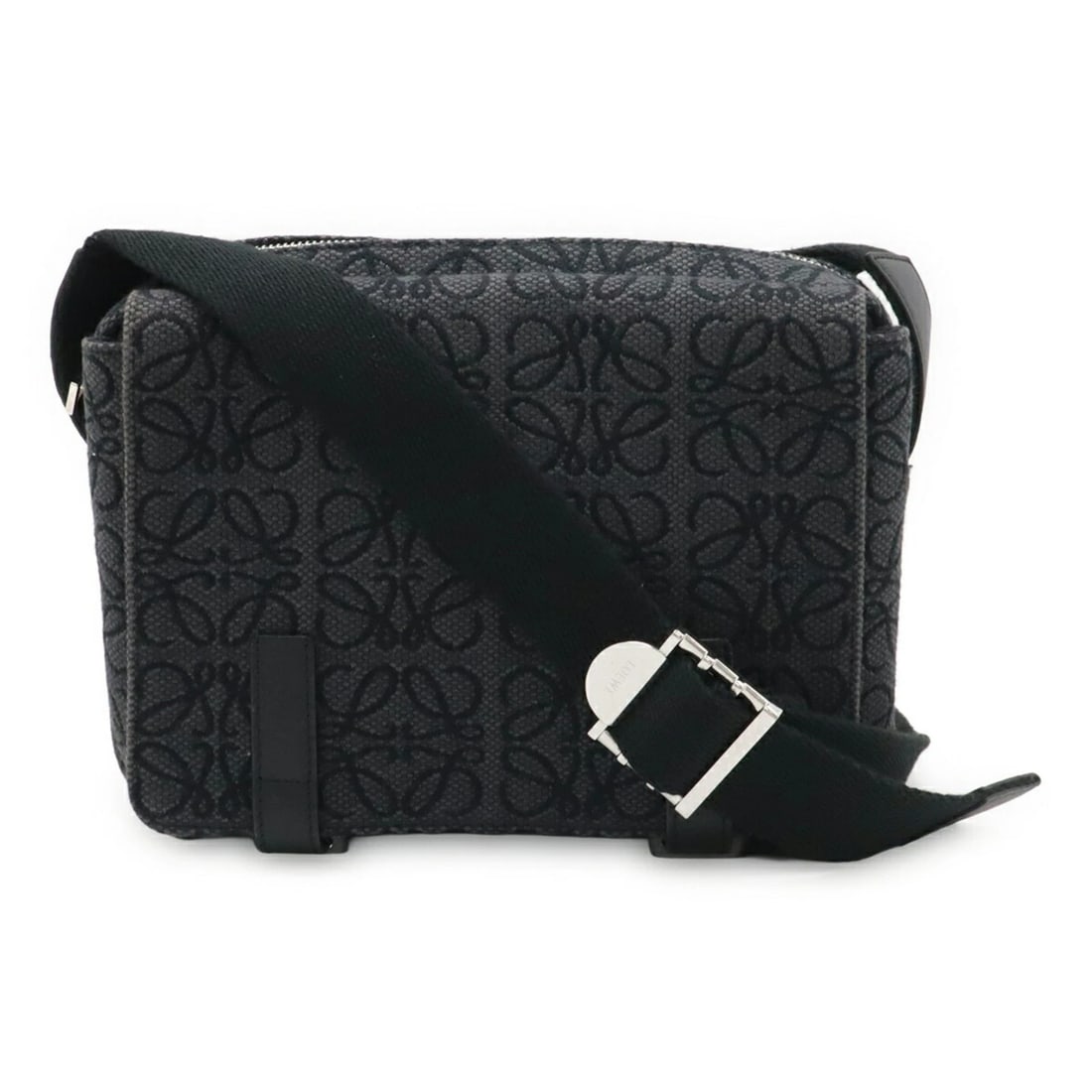 LOEWE REPEAT ANAGRAM MILITARY BAG XS SHOULDER BAG, CANVAS, BLACK (1 of 5)