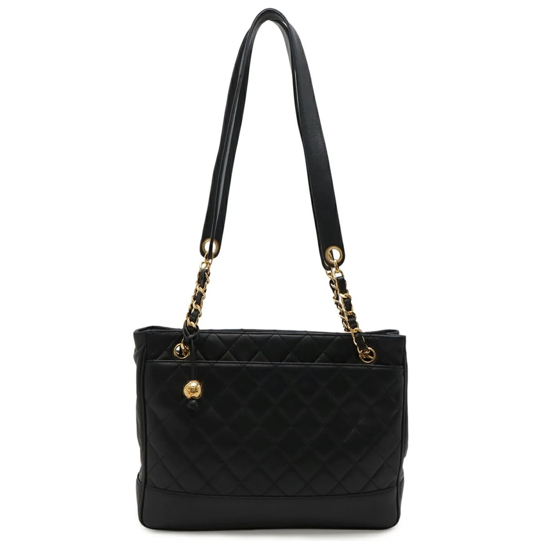 CHANEL MATELASSE COCO BALL CHAIN TOTE BAG, SHOULDER LAMBSKIN LEATHER: CHANEL Matelasse Coco Ball Chain Tote Bag, Shoulder Lambskin Leather Brand: Chanel Type/Style: Shoulder bag, Tote bag Material: None Color: Black Size: (HxWxD)25.5cm x 31.5cm x 6cm / 10.03'' x 12.4'' 