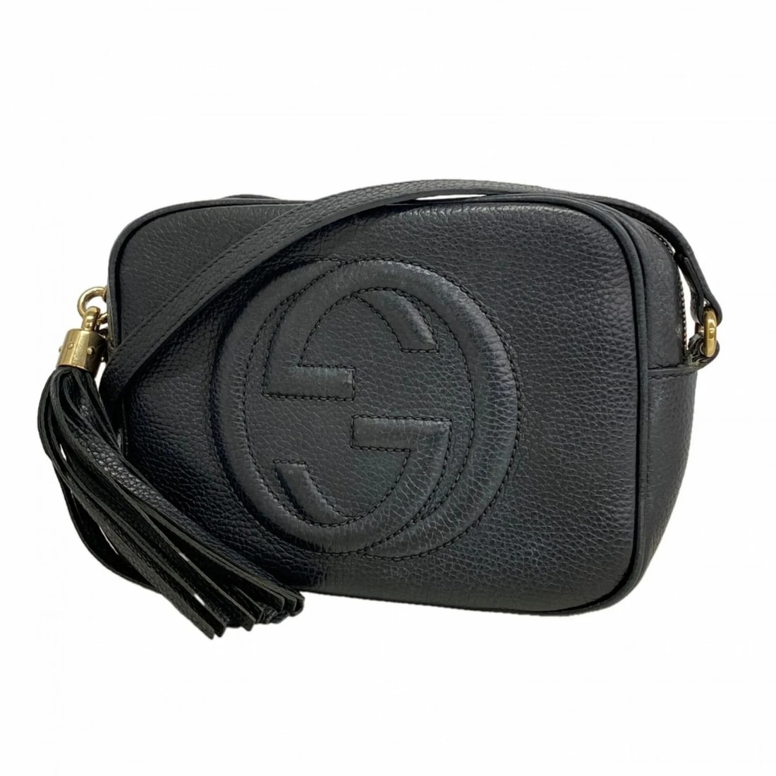 GUCCI SOHO SHOULDER BAG LEATHER BLACK CHAMPAGNE (1 of 4)