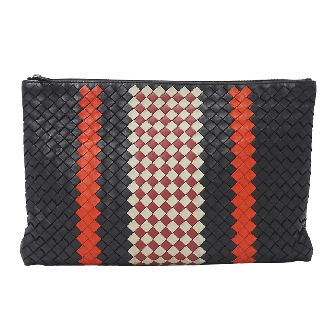 BOTTEGA VENETA HANDBAG FOR WOMEN AND MEN, BRAND NAME, INTRECCIATO: Bottega Veneta handbag for women and men, brand name, intrecciato Brand: Bottega Veneta Type/Style: Clutch bag, Handbag Material: Leather Color: Black,Red Color Size: (HxWxD)19cm x 29cm x 1cm / 7.48''