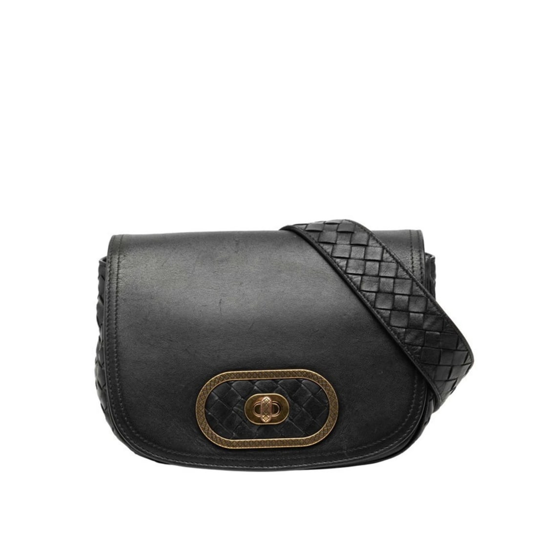 BOTTEGA VENETA INTRECCIATO CROSSBODY SHOULDER BAG BLACK LEATHER: Bottega Veneta Intrecciato Crossbody Shoulder Bag Black Leather Brand: Bottega Veneta Type/Style: Shoulder bag Material: Leather Color: Black Size: (HxWxD)16cm x 20cm x 9cm / 6.29'' x 7.87'' x 3.54'' 