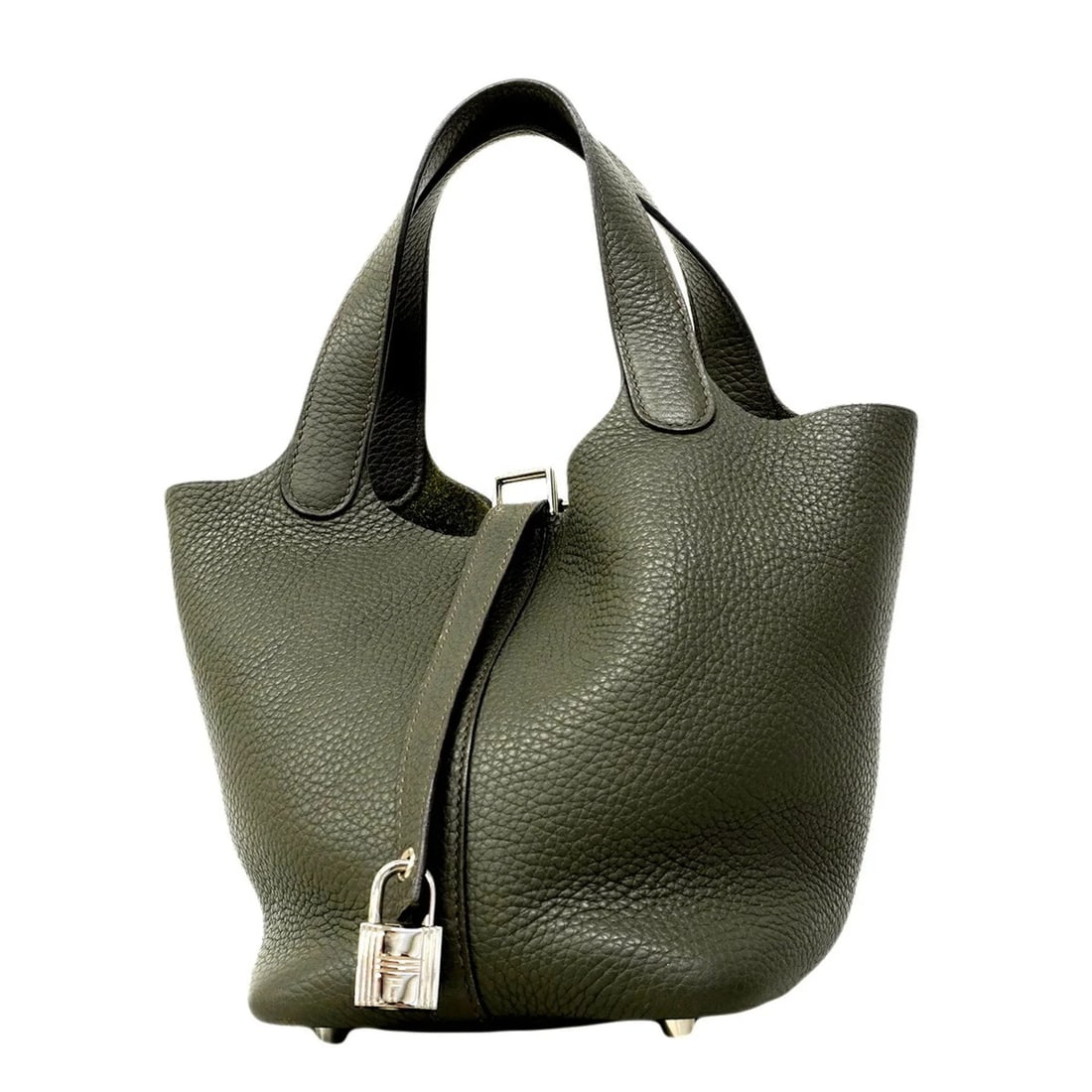 HERMES PICOTIN LOCK PM HANDBAG, TAURILLON CLEMENCE LEATHER, OLIVE: Hermes Picotin Lock PM handbag, Taurillon Clemence leather, Olive Brand: Hermes Type/Style: Handbag Material: Taurillon clemence leather Color: Olive,Green Size: (HxWxD)18.5cm x 14.5cm x 19cm / 7.28''