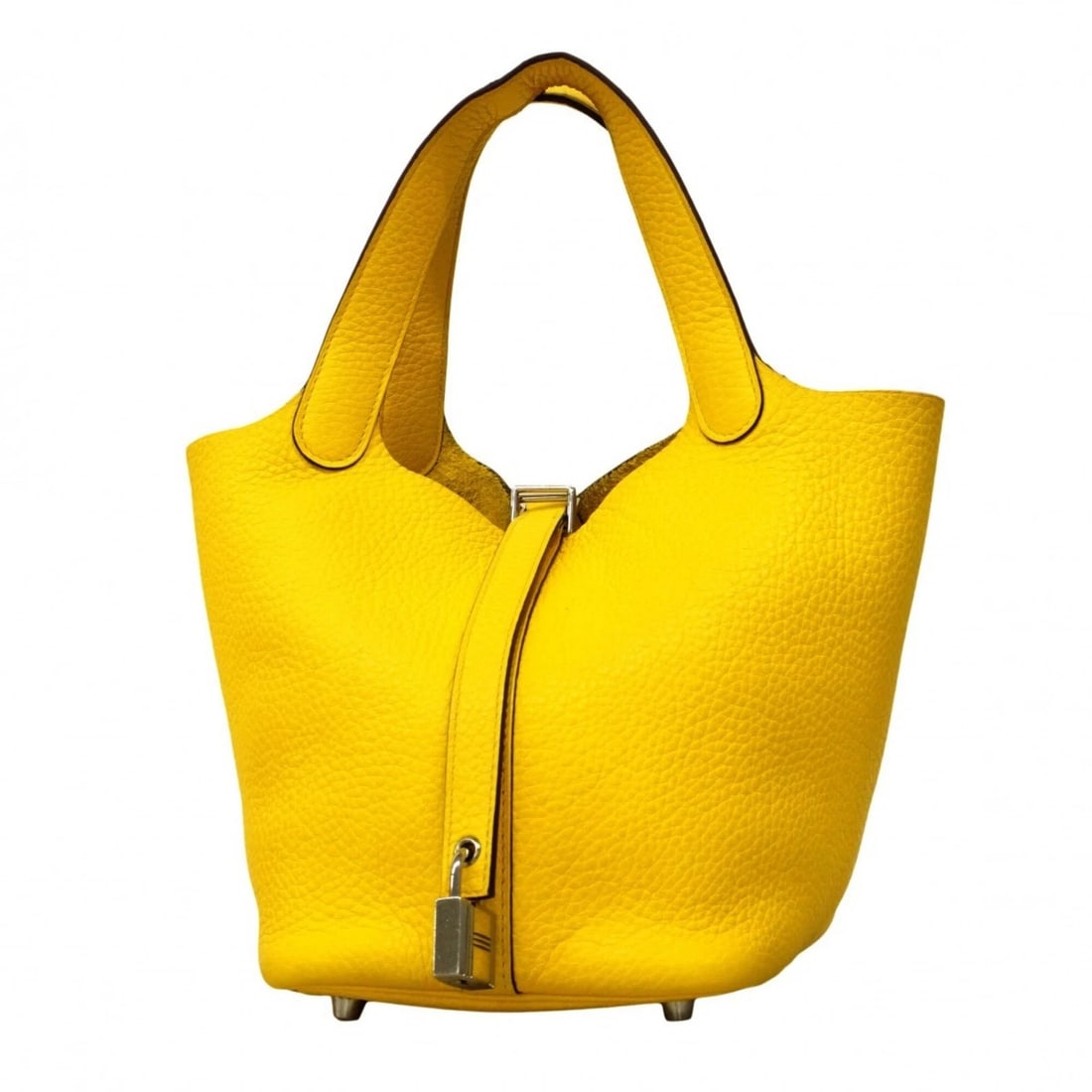 HERMES PICOTIN LOCK PM HANDBAG, TAURILLON CLEMENCE LEATHER, JAUNE: Hermes Picotin Lock PM handbag, Taurillon Clemence leather, Jaune Brand: Hermes Type/Style: Handbag Material: Taurillon clemence leather Color: Yellow Size: (HxWxD)18.5cm x 18cm x 13.5cm / 7.28'' x 7.