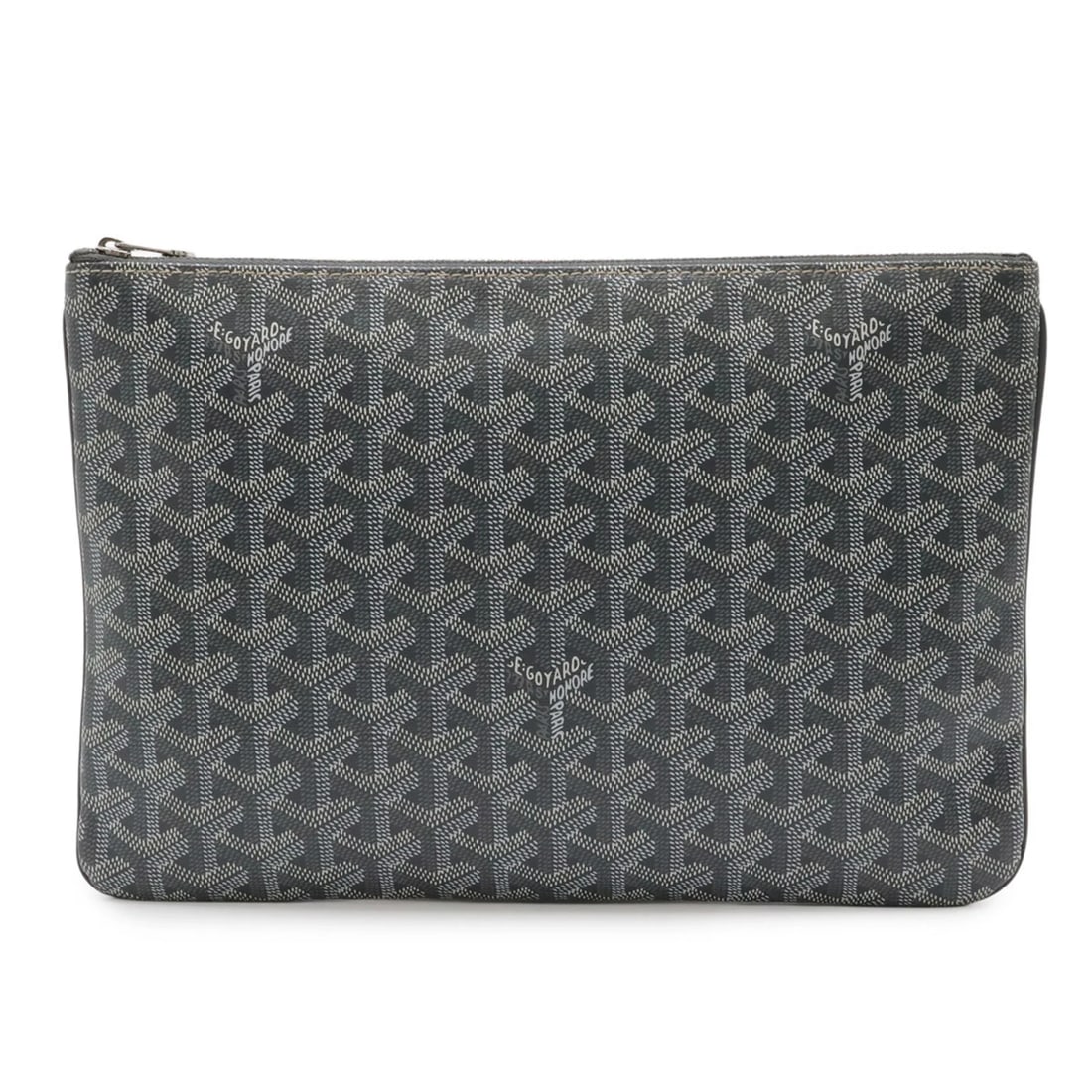 GOYARD SENA MM CLUTCH BAG, SECOND COATED CANVAS, LEATHER, GRAY, WHITE: GOYARD Sena MM Clutch Bag, Second Coated Canvas, Leather, Gray, White Brand: Goyard Type/Style: Clutch bag Material: Coated Canvas Color: Gray,White Size: (HxWxD)20.5cm x 29.5cm / 8.07'' x 11.61''