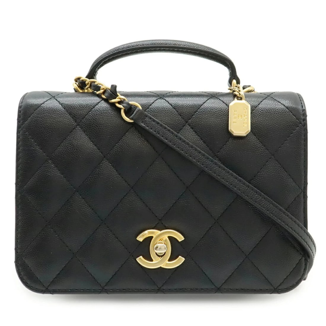 CHANEL MATELASSE COCO MARK CHAIN SHOULDER BAG HANDBAG: CHANEL Matelasse Coco Mark Chain Shoulder Bag Handbag Brand: Chanel Type/Style: Handbag, Shoulder bag Material: Grained Calfskin Color: Black Size: (HxWxD)15cm x 20.5cm x 6cm / 5.9'' x 8.07'' x 2.36''