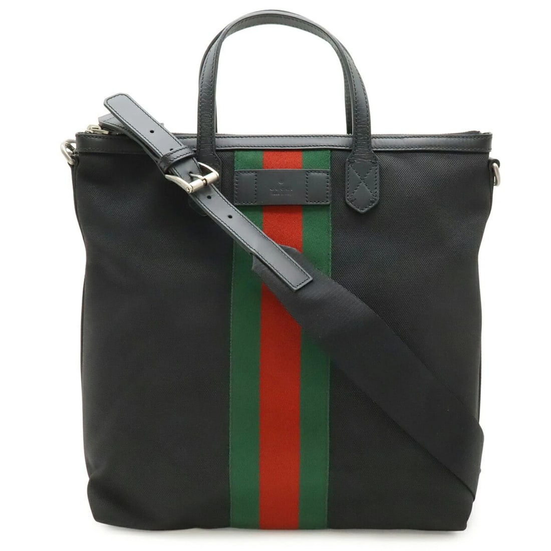 GUCCI WEB STRIPE SHERRY LINE TOTE BAG SHOULDER NYLON CANVAS LEATHER: GUCCI Web Stripe Sherry Line Tote Bag Shoulder Nylon Canvas Leather Brand: Gucci Type/Style: Shoulder bag, Tote bag Material: Nylon canvas , Leather Color: Black,Green,Red Size: (HxWxD)33.5cm x 31cm x