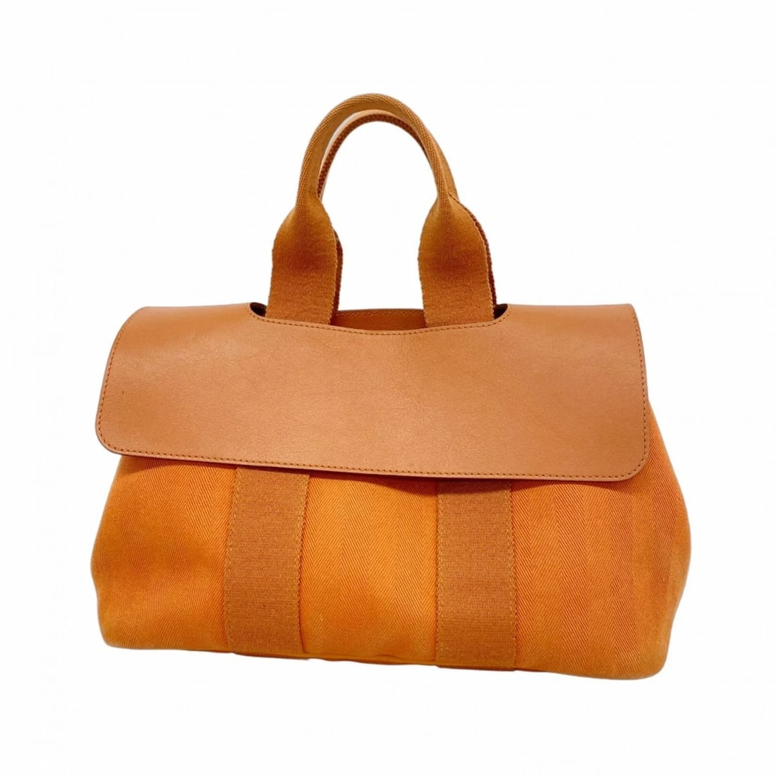 HERMES VALPARAISO PM HANDBAG, TOILE CHEVRON, ORANGE,: Hermes Valparaiso PM Handbag, Toile Chevron, Orange, Brand: Hermes Type/Style: Handbag Material: Toile chevron Color: Orange Size: (HxWxD)20cm x 31.5cm x 15cm / 7.87'' x 12.4'' x 5.9'' Accessories