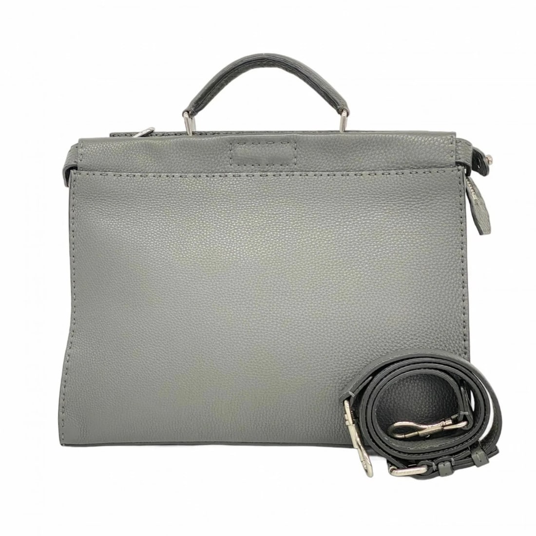 FENDI MONSTER SELLERIA LEATHER HANDBAG, GREY, 2-WAY BAG FOR MEN: Fendi Monster Selleria Leather Handbag, Grey, 2-way Bag for Men Brand: Fendi Type/Style: Handbag Material: Leather Color: Gray Size: (HxWxD)29cm x 36.5cm x 4cm / 11.41'' x 14.37'' x 1.57''
