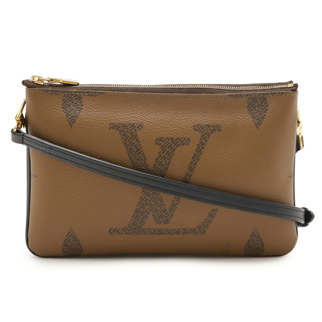 LOUIS VUITTON MONOGRAM GIANT REVERSE POCHETTE DOUBLE ZIP SHOULDER: LOUIS VUITTON Monogram Giant Reverse Pochette Double Zip Shoulder Brand: Louis Vuitton Type/Style: Clutch bag, Pochette, Shoulder bag Material: Monogram , Monogram Reverse Color: Brown, Light brown
