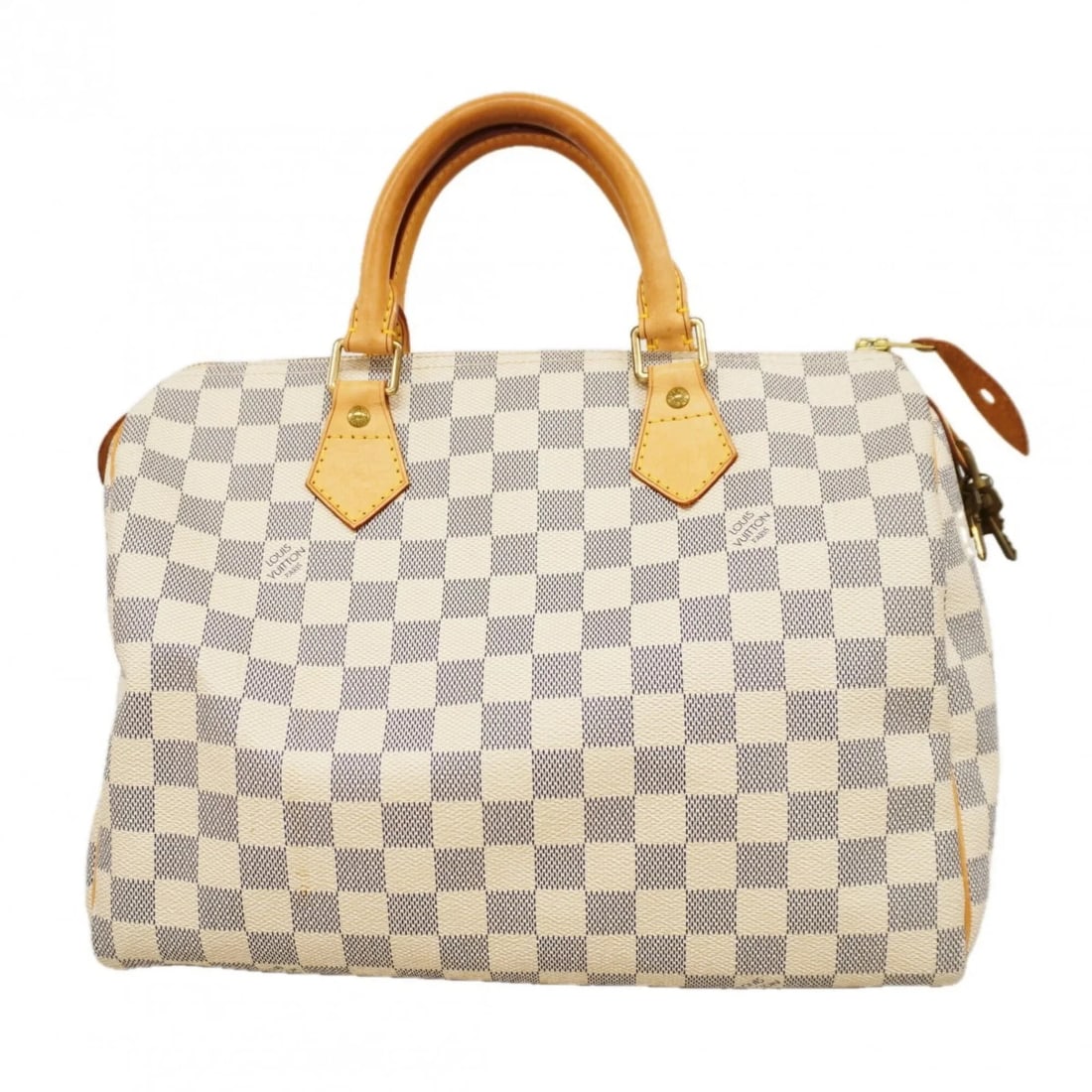 LOUIS VUITTON DAMIER AZUR SPEEDY 30 HANDBAG WHITE: Louis Vuitton Damier Azur Speedy 30 Handbag White Brand: Louis Vuitton Type/Style: Handbag Material: None Color: White Size: (HxWxD)21cm x 30cm x 18cm / 8.26'' x 11.81'' x 7.08'' Accessories: None