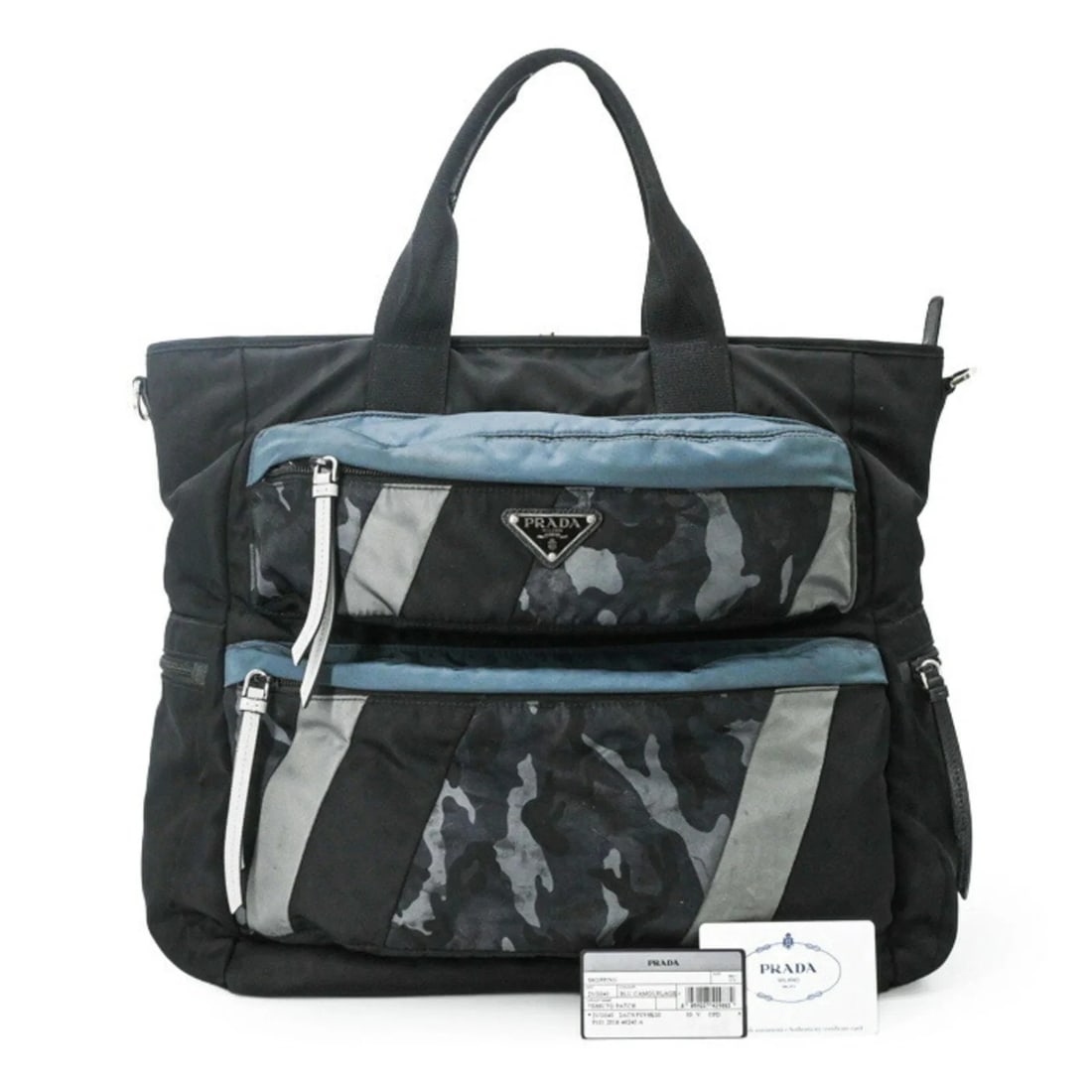 PRADA TESSUTO NYLON TOTE BAG, CAMOUFLAGE HANDBAG, CANVAS (1 of 12)