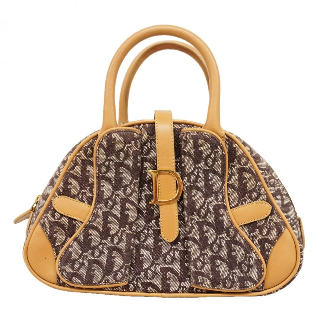 CHRISTIAN DIOR TROTTER DOUBLE SADDLE CANVAS LEATHER HANDBAG: Christian Dior Trotter Double Saddle Canvas Leather Handbag Brand: Christian Dior Type/Style: Handbag Material: Canvas,Leather Color: Brown Size: (HxWxD)18cm x 27.5cm x 8cm / 7.08'' x 10.82'' x