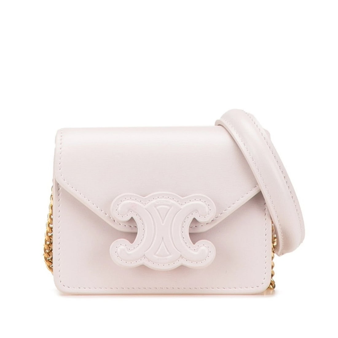 CELINE TRIOMPHE CHAIN SHOULDER BAG IN PINK LEATHER FOR WOME: Celine Triomphe Chain Shoulder Bag in Pink Leather for Wome Brand: Celine Type/Style: Shoulder bag Material: Leather Color: Pink Size: (HxWxD)8cm x 11cm x 4cm / 3.14'' x 4.33'' x 1.57'' Accessorie