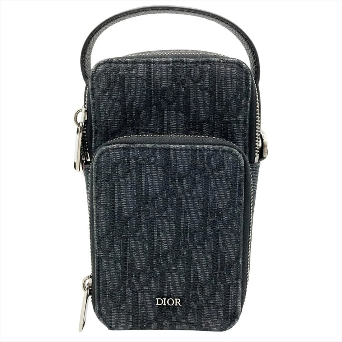 CHRISTIAN DIOR OBLIQUE JACQUARD MICRO POUCH SHOULDER BAG: Christian Dior Oblique Jacquard Micro Pouch Shoulder Bag Brand: Christian Dior Type/Style: Pouch, Shoulder bag Material: Canvas Color: Black Size: (HxWxD)17cm x 11cm x 5cm / 6.69'' x 4.33'' x 1.96''
