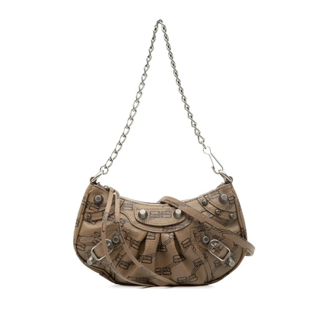BALENCIAGA BB MONOGRAM LUCAGOL MINI CROSSBODY SHOULDER BAG CHAIN: Balenciaga BB Monogram Lucagol Mini Crossbody Shoulder Bag Chain Brand: Balenciaga Type/Style: Handbag, Shoulder bag Material: Leather Color: Brown Size: (HxWxD)10cm x 21cm x 4cm / 3.93'' x 8.26'' x 1