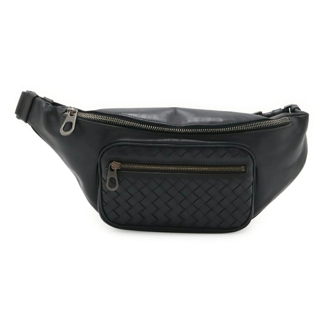 BOTTEGA VENETA INTRECCIATO BAG BODY WAIST POUCH: BOTTEGA VENETA Intrecciato Bag Body Waist Pouch Brand: Bottega Veneta Type/Style: Pouch, Sling bag Material: Leather Color: Black Size: (HxWxD)15.5cm x 38cm x 5cm / 6.1'' x 14.96'' x 1.96'' Access