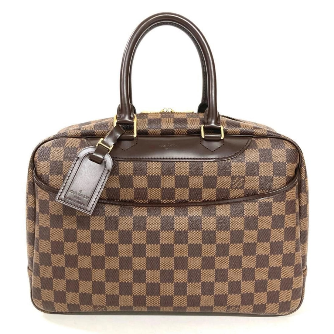 LOUIS VUITTON DEAUVILLE HANDBAG, DAMIER EBENE,BROWN: Louis Vuitton Deauville Handbag, Damier Ebene,Brown Brand: Louis Vuitton Type/Style: Handbag Material: Damier Canvas Color: Brown Size: (HxWxD)27cm x 34cm x 13cm / 10.62'' x 13.38'' x 5.11'' Acces