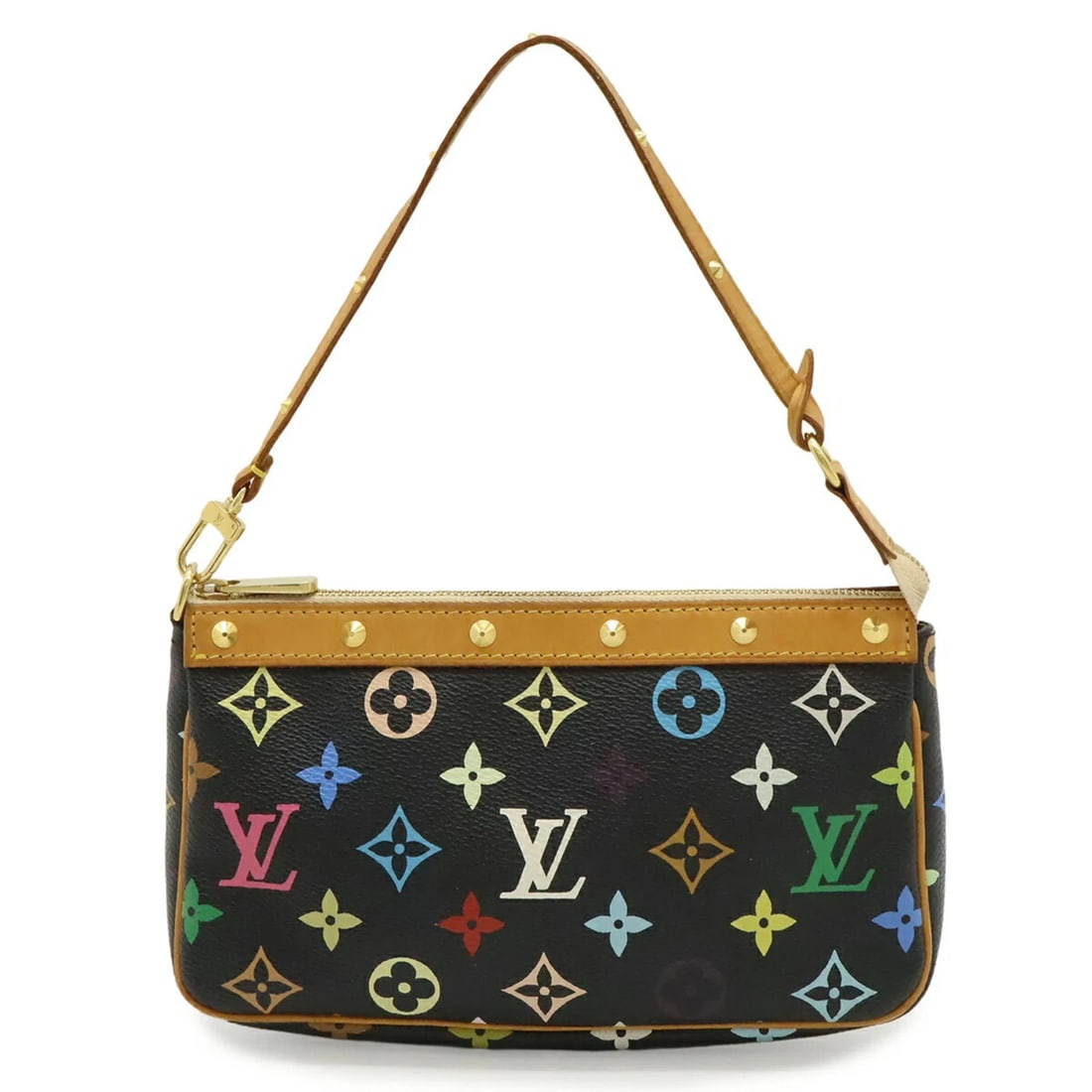 LOUIS VUITTON MONOGRAM MULTICOLOR POCHETTE: LOUIS VUITTON Monogram Multicolor Pochette Brand: Louis Vuitton Type/Style: Handbag, Pochette Material: Monogram Color: Black,Noir Size: (HxWxD)12.5cm x 21cm x 4cm / 4.92'' x 8.26'' x 1.57'' Acces
