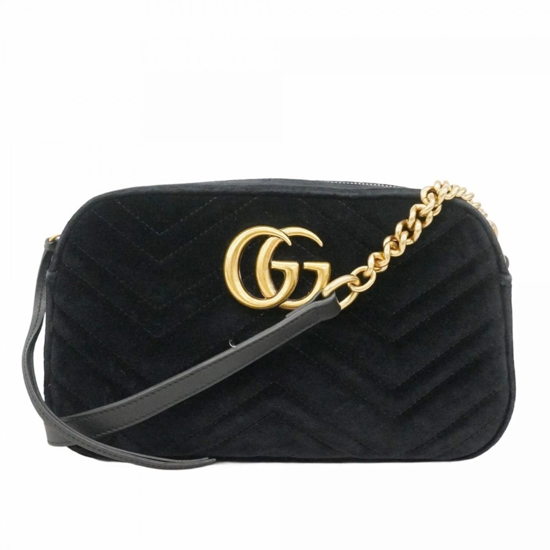 GUCCI GG MARMONT SHOULDER BAG SUEDE BLACK (1 of 4)