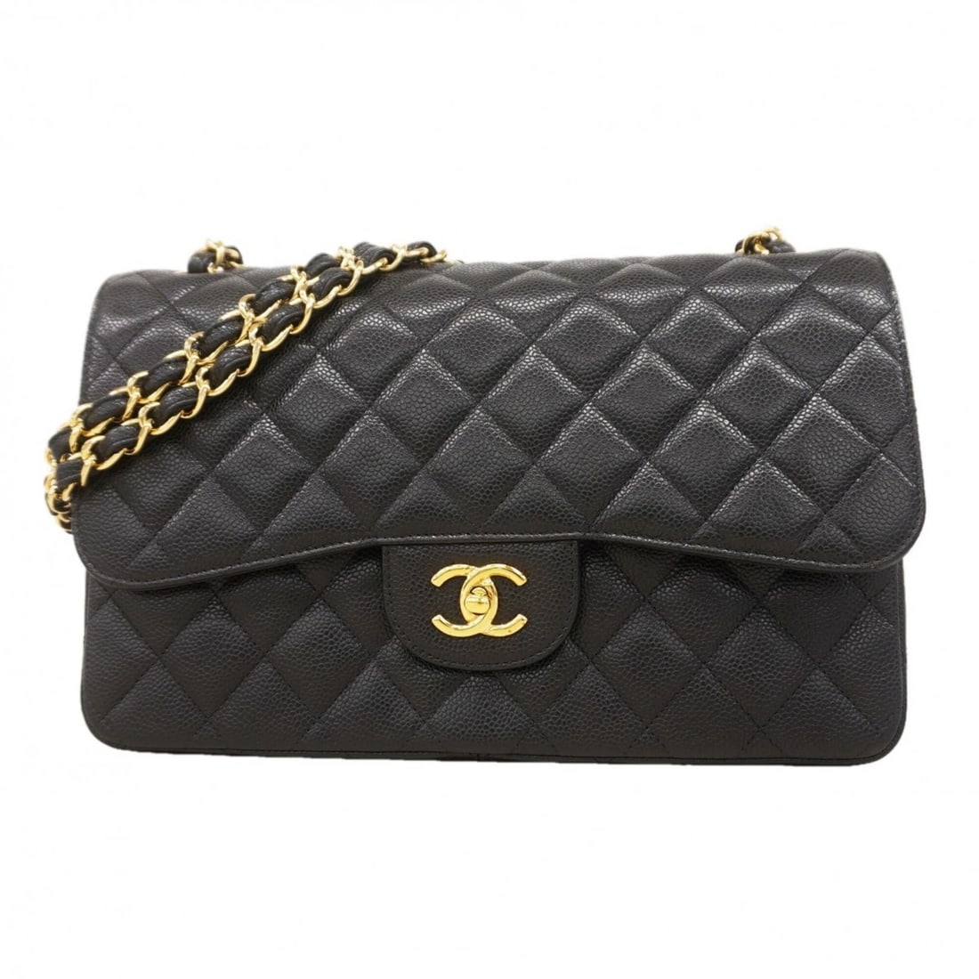 CHANEL SHOULDER BAG, LARGE MATELASSE, DOUBLE FLAP, CHAIN: Chanel Shoulder Bag, Large Matelasse, Double Flap, Chain Brand: Chanel Type/Style: Shoulder bag Material: Grained Calfskin Color: Black Size: (HxWxD)20cm x 30cm x 9cm / 7.87'' x 11.81'' x 3.54'' A