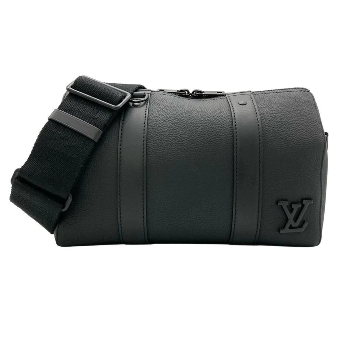LOUIS VUITTON CITY KEEPALL SHOULDER BAG, CALFSKIN, BLACK (1 of 4)
